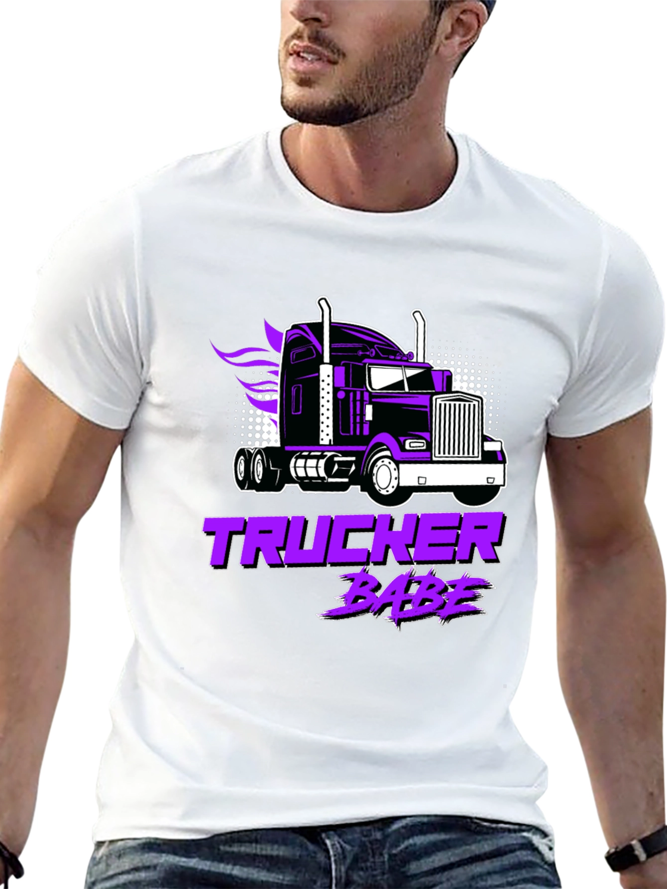 Trucker Babe T-Shirt - Black Graphic Tee
