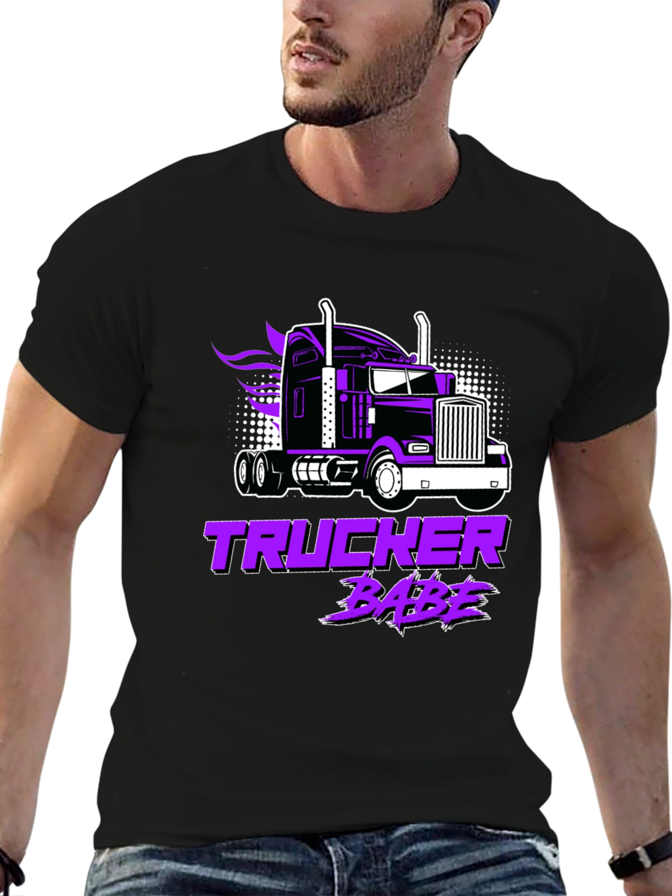 Trucker Babe T-Shirt - Black Graphic Tee