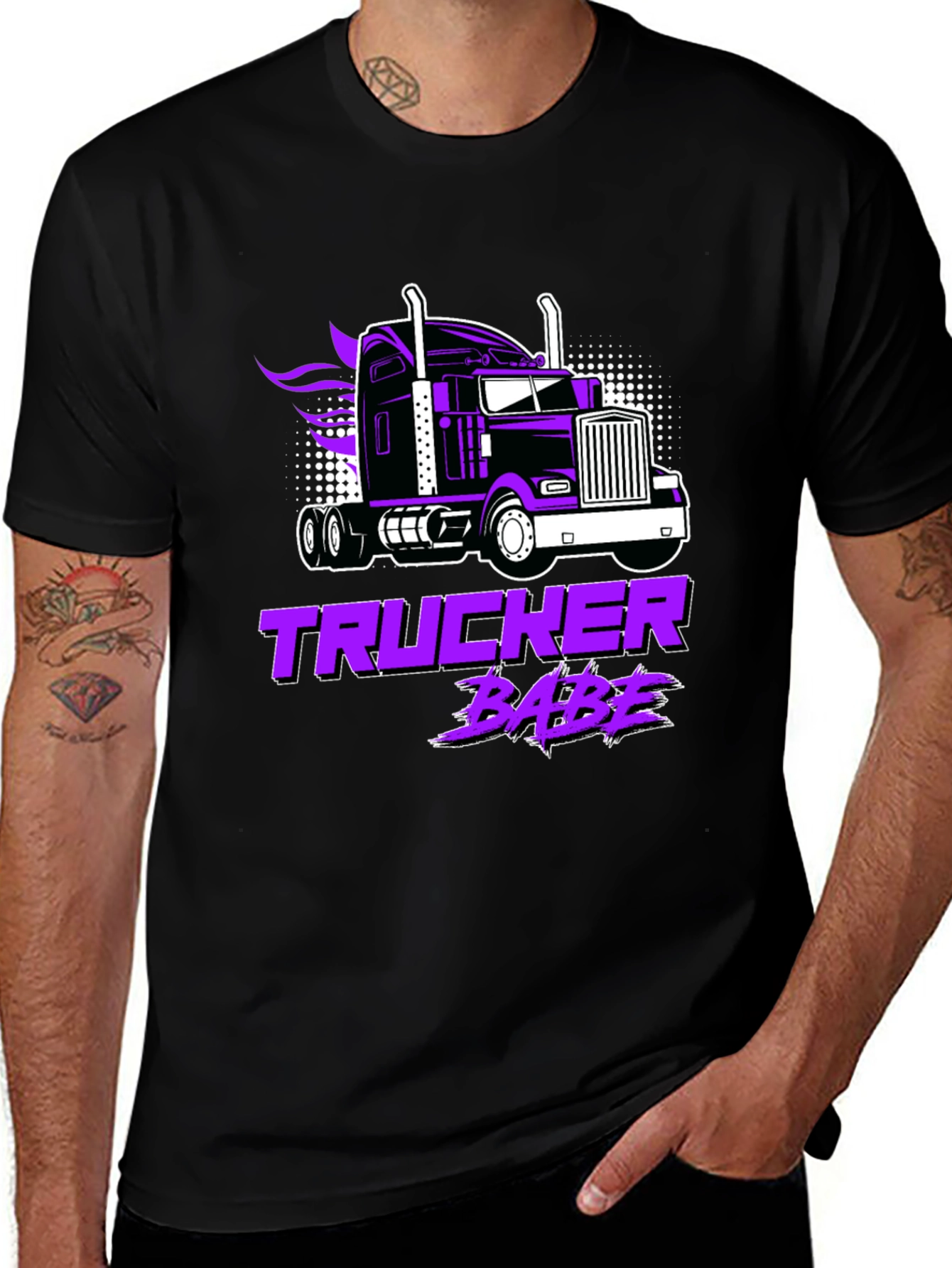 Trucker Babe T-Shirt - Black Graphic Tee
