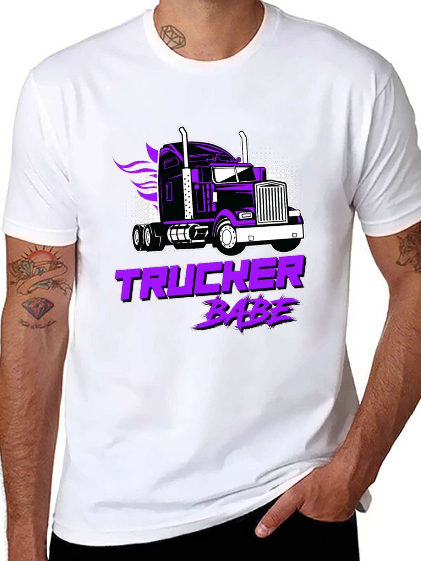 Trucker Babe T-Shirt - Black Graphic Tee