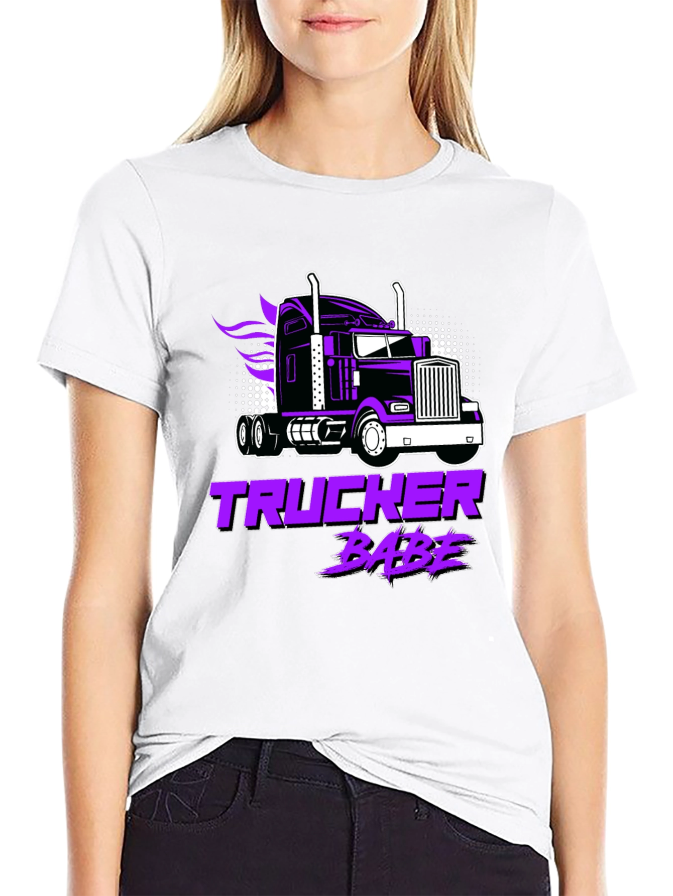 Trucker Babe T-Shirt - Black Graphic Tee