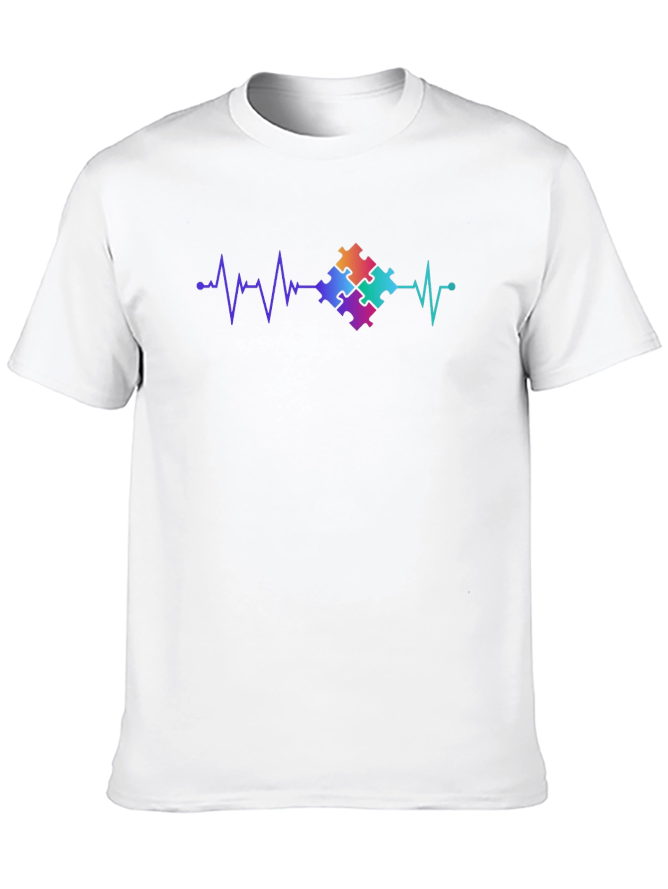 Autism Awareness Heartbeat Puzzle Piece T-Shirt