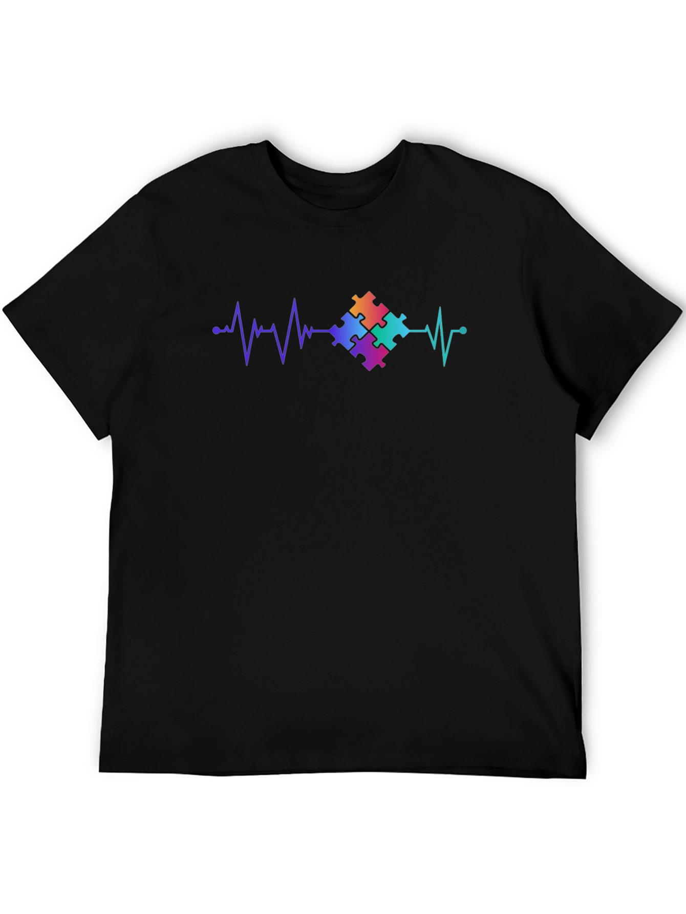 Autism Awareness Heartbeat Puzzle Piece T-Shirt