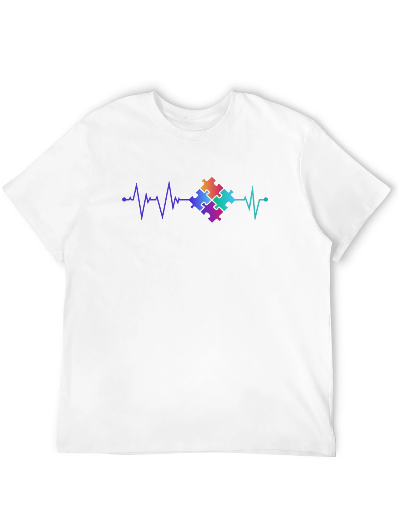 Autism Awareness Heartbeat Puzzle Piece T-Shirt
