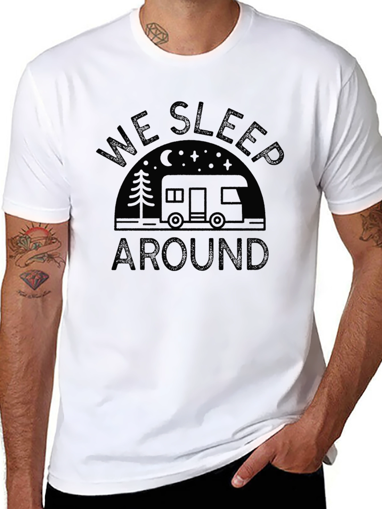 We Sleep Around Black Graphic T-Shirt