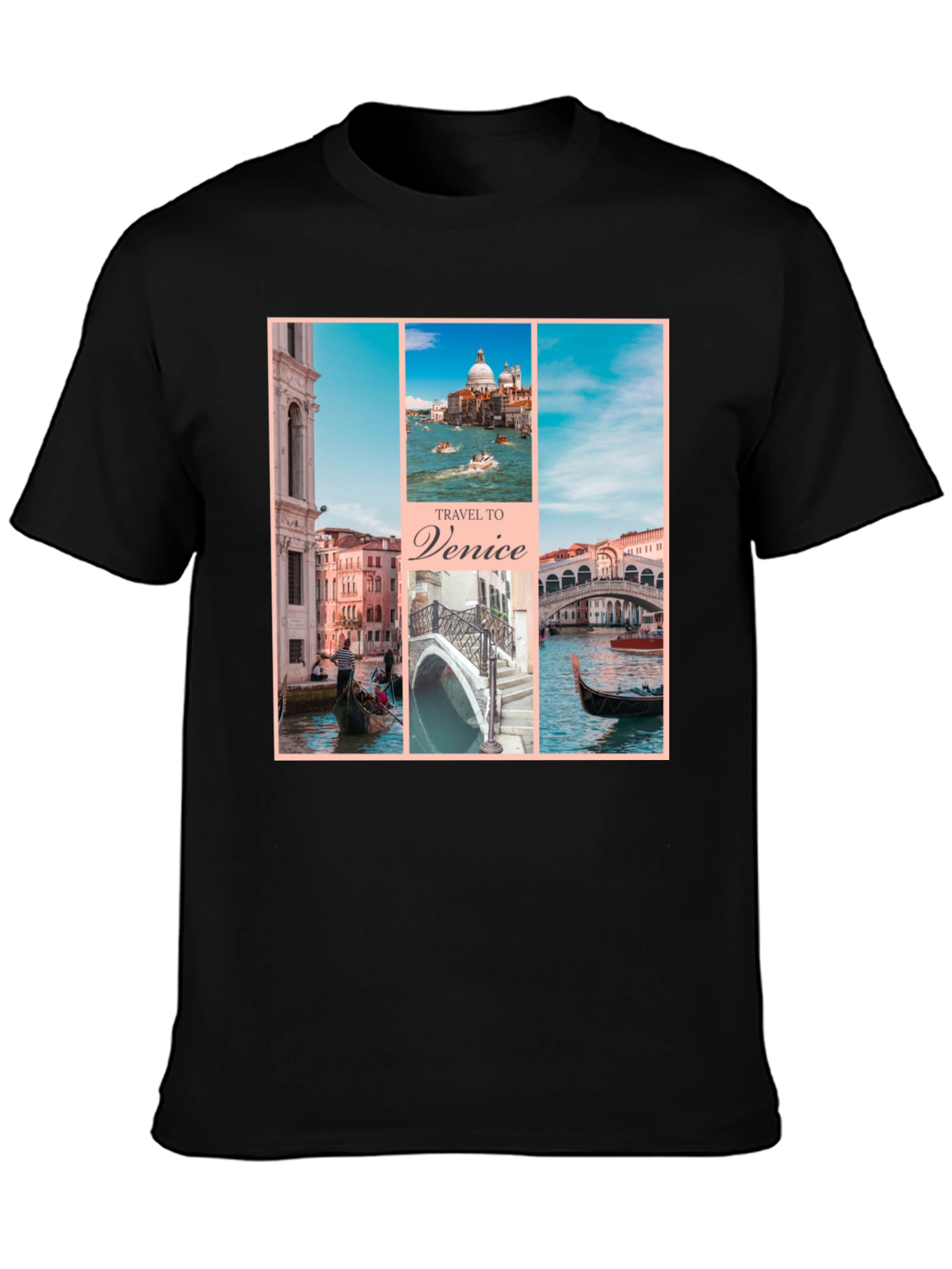 Venice Travel T-Shirt Black Graphic Tee