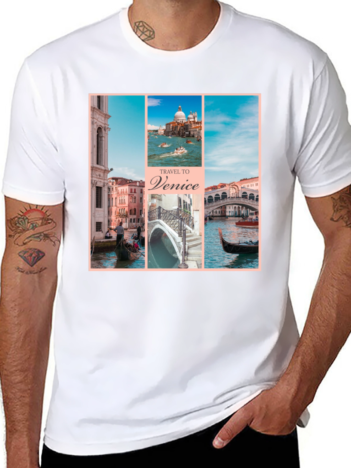 Venice Travel T-Shirt Black Graphic Tee