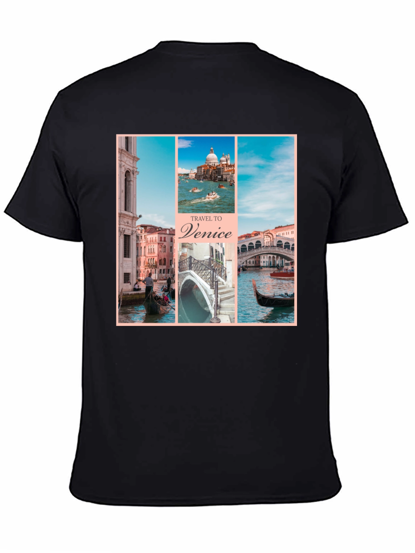 Venice Travel T-Shirt Black Graphic Tee