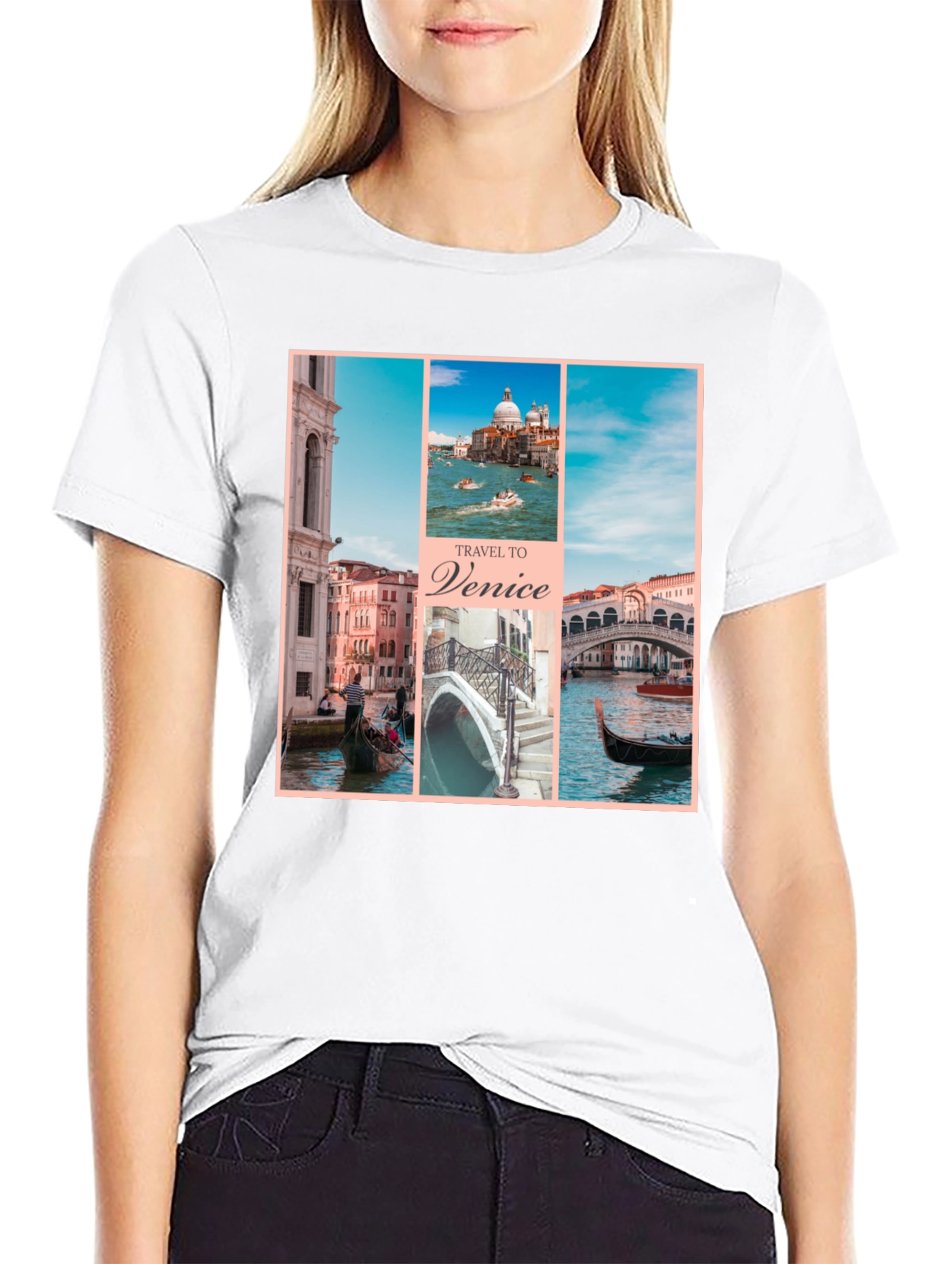 Venice Travel T-Shirt Black Graphic Tee