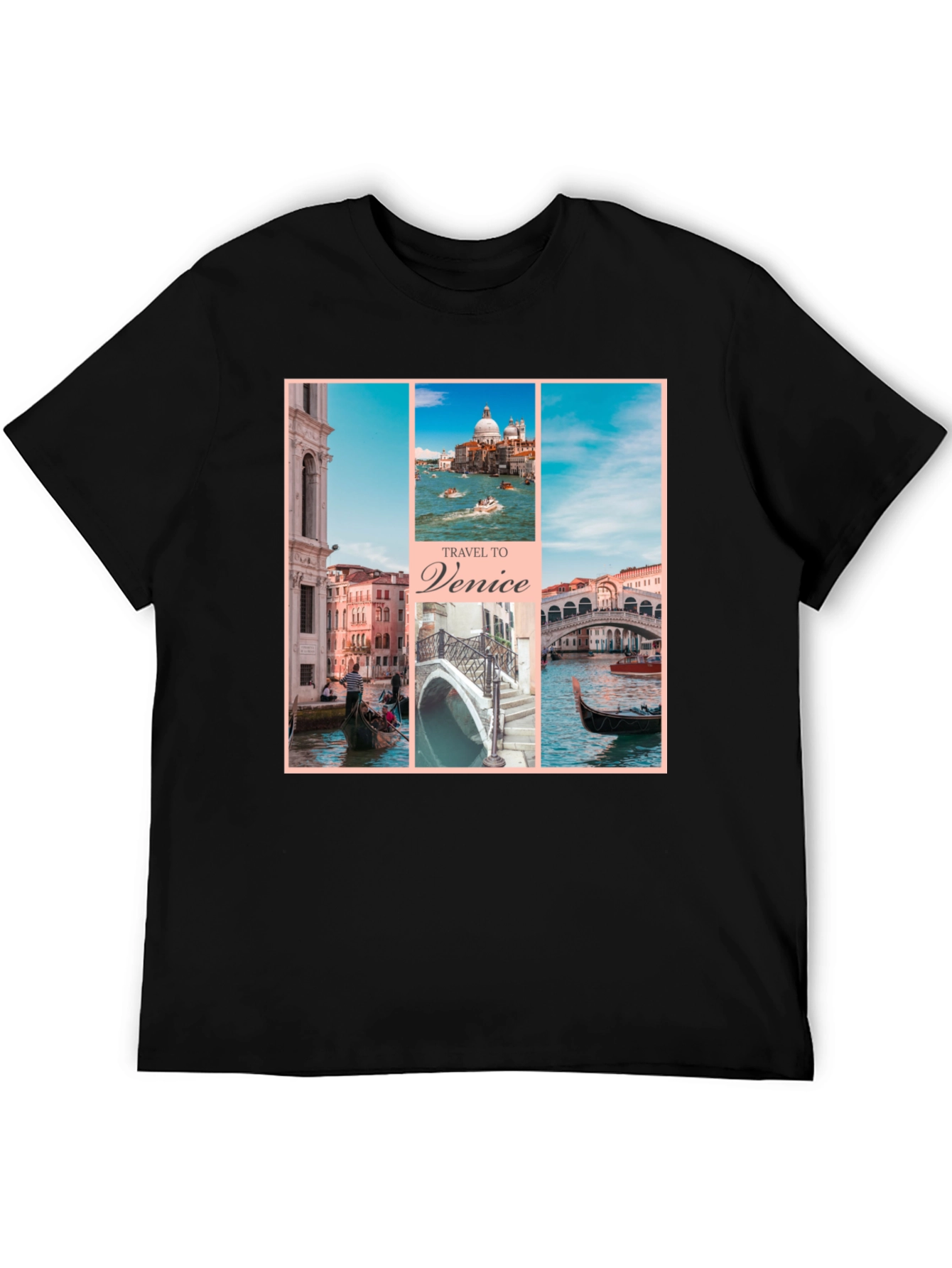 Venice Travel T-Shirt Black Graphic Tee