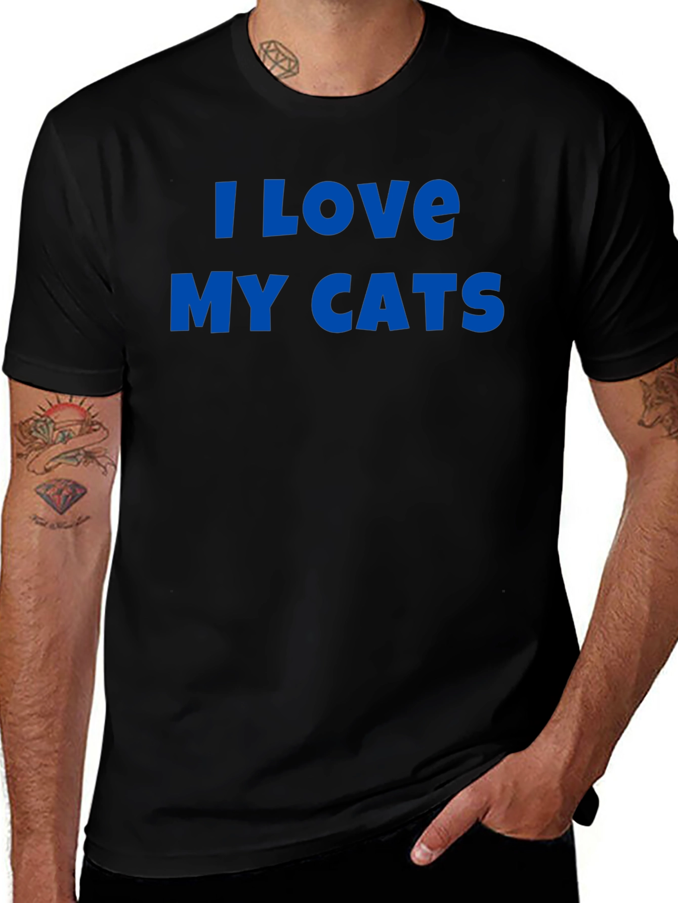 I Love My Cats Graphic Tee - Black