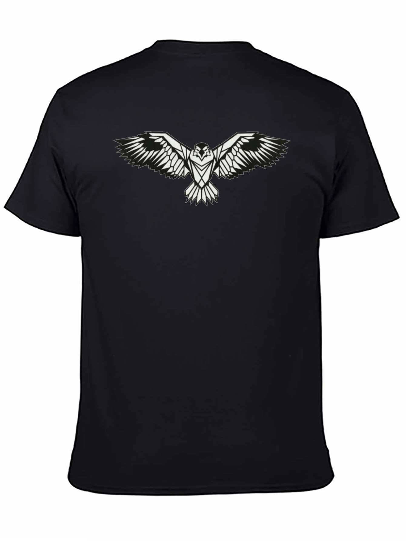 Mens Black T-Shirt with White Eagle Graphic
