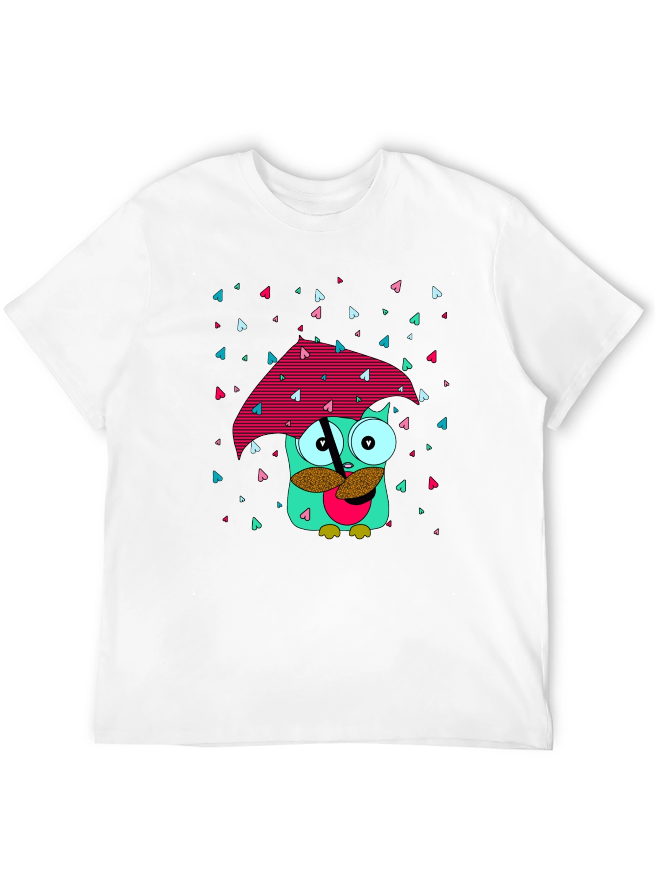Whimsical Owl T-Shirt - Cartoon Character with Umbrella