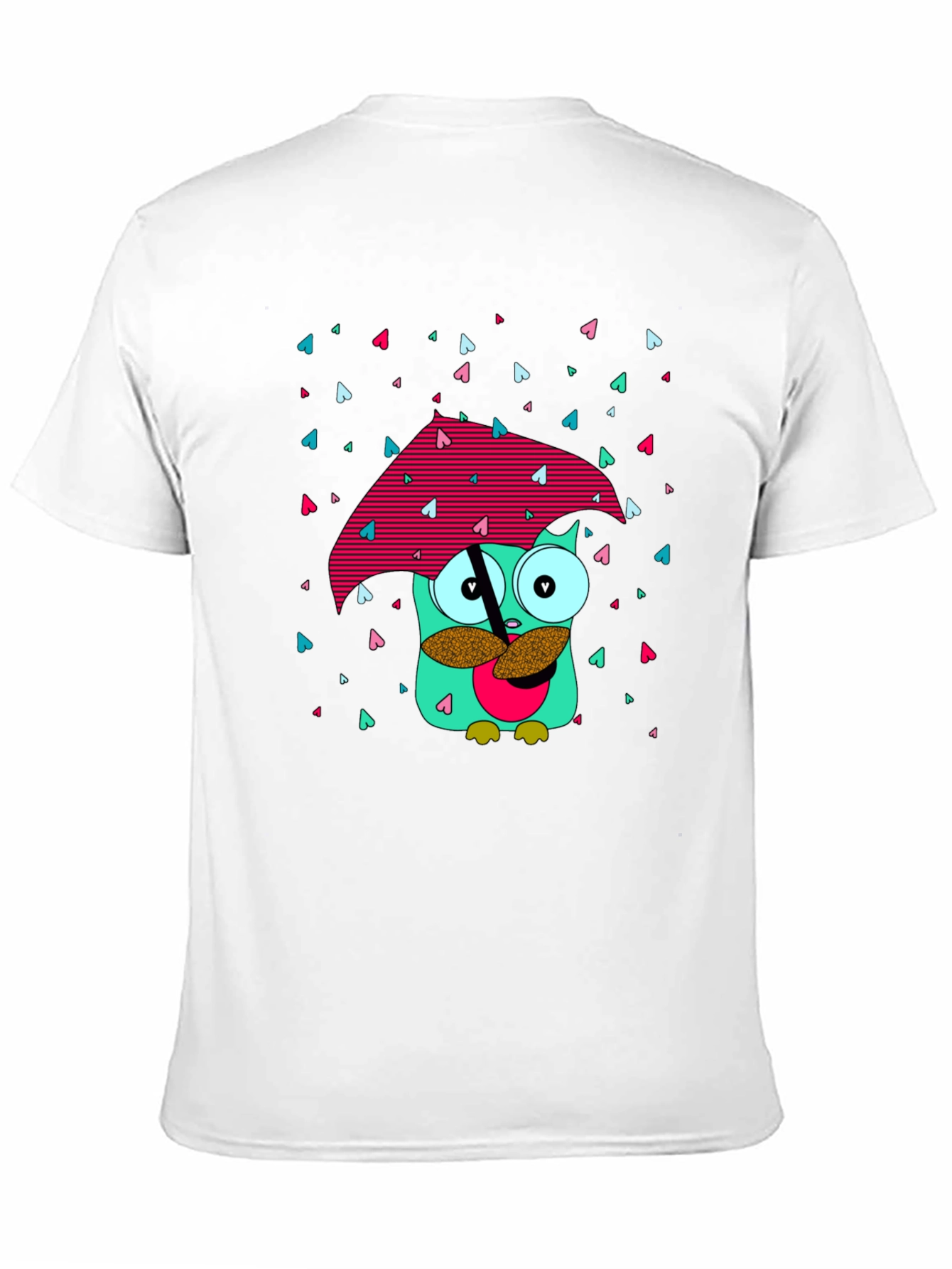 Whimsical Owl T-Shirt - Cartoon Character with Umbrella