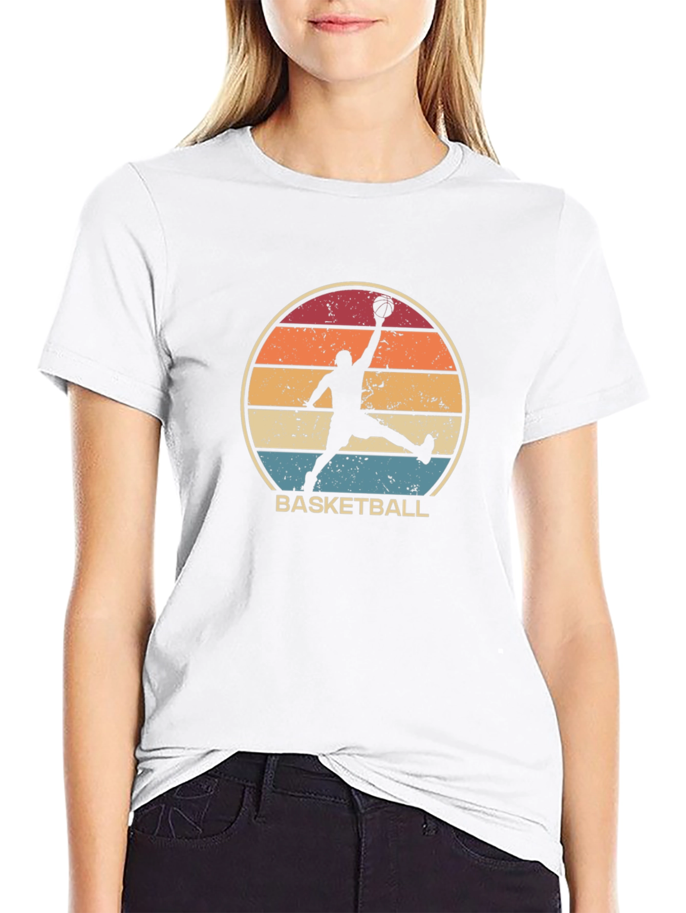 Retro Basketball Player Graphic Tee - Black