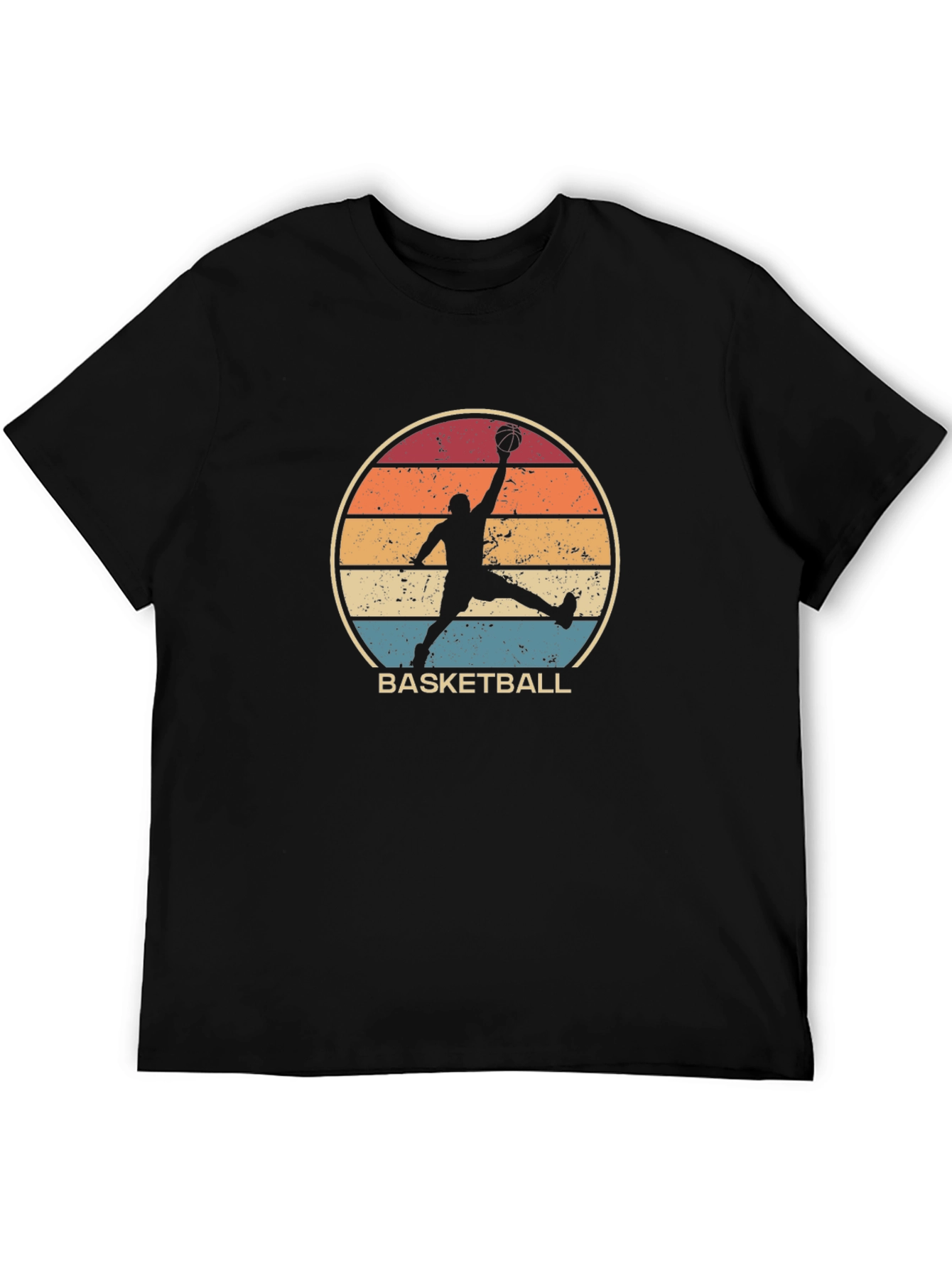 Retro Basketball Player Graphic Tee - Black