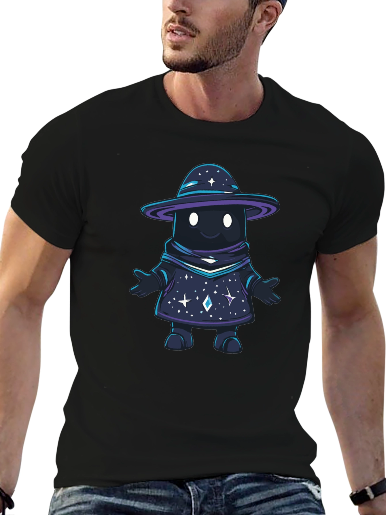 Galaxy Wizard Graphic T-Shirt - Unisex Black Tee