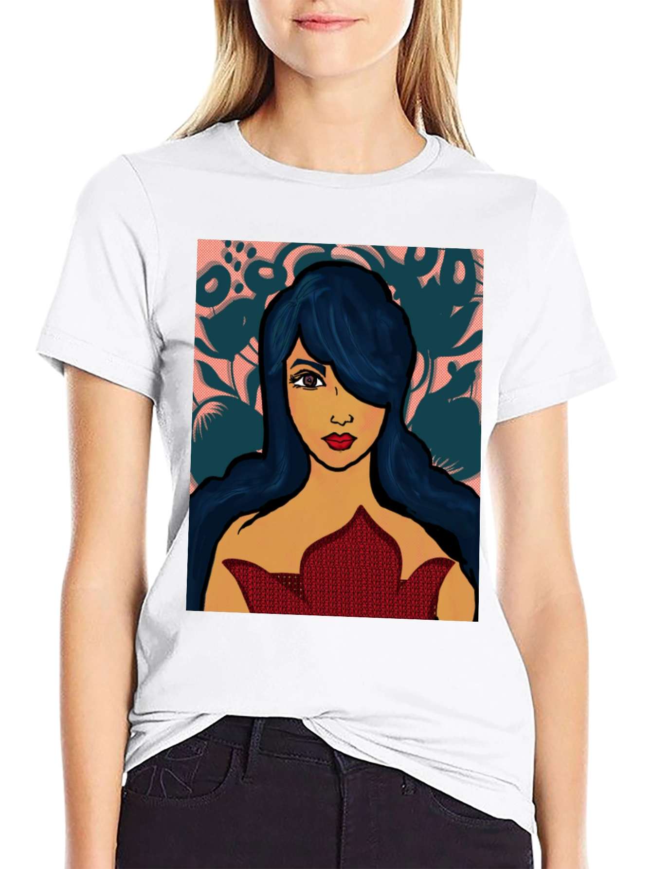 Vibrant Woman Graphic Print Black T-Shirt