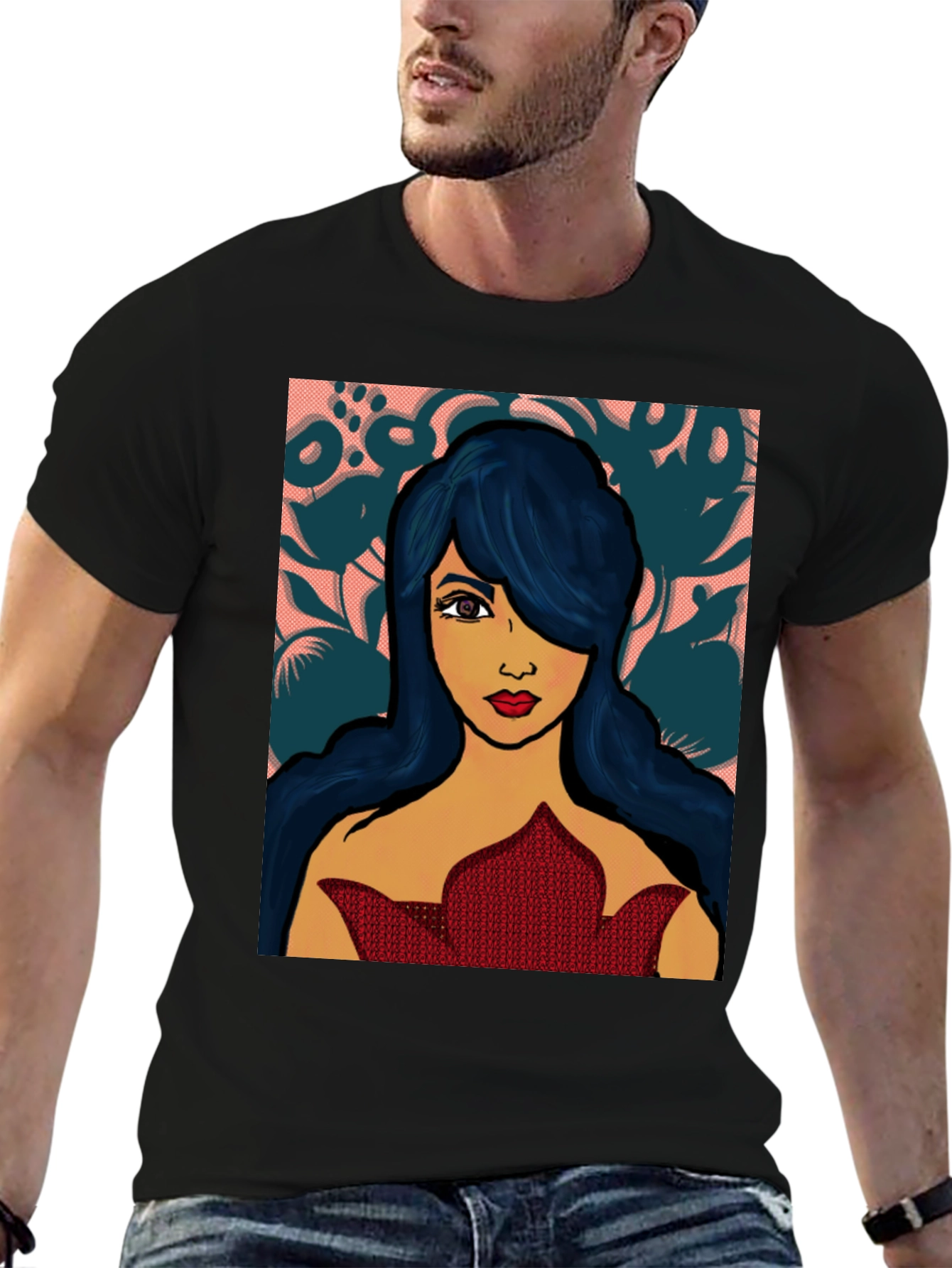 Vibrant Woman Graphic Print Black T-Shirt