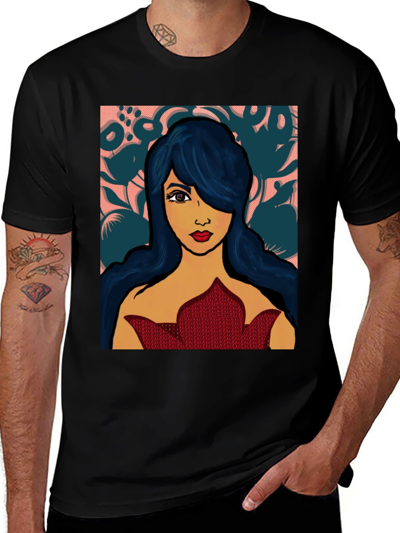Vibrant Woman Graphic Print Black T-Shirt