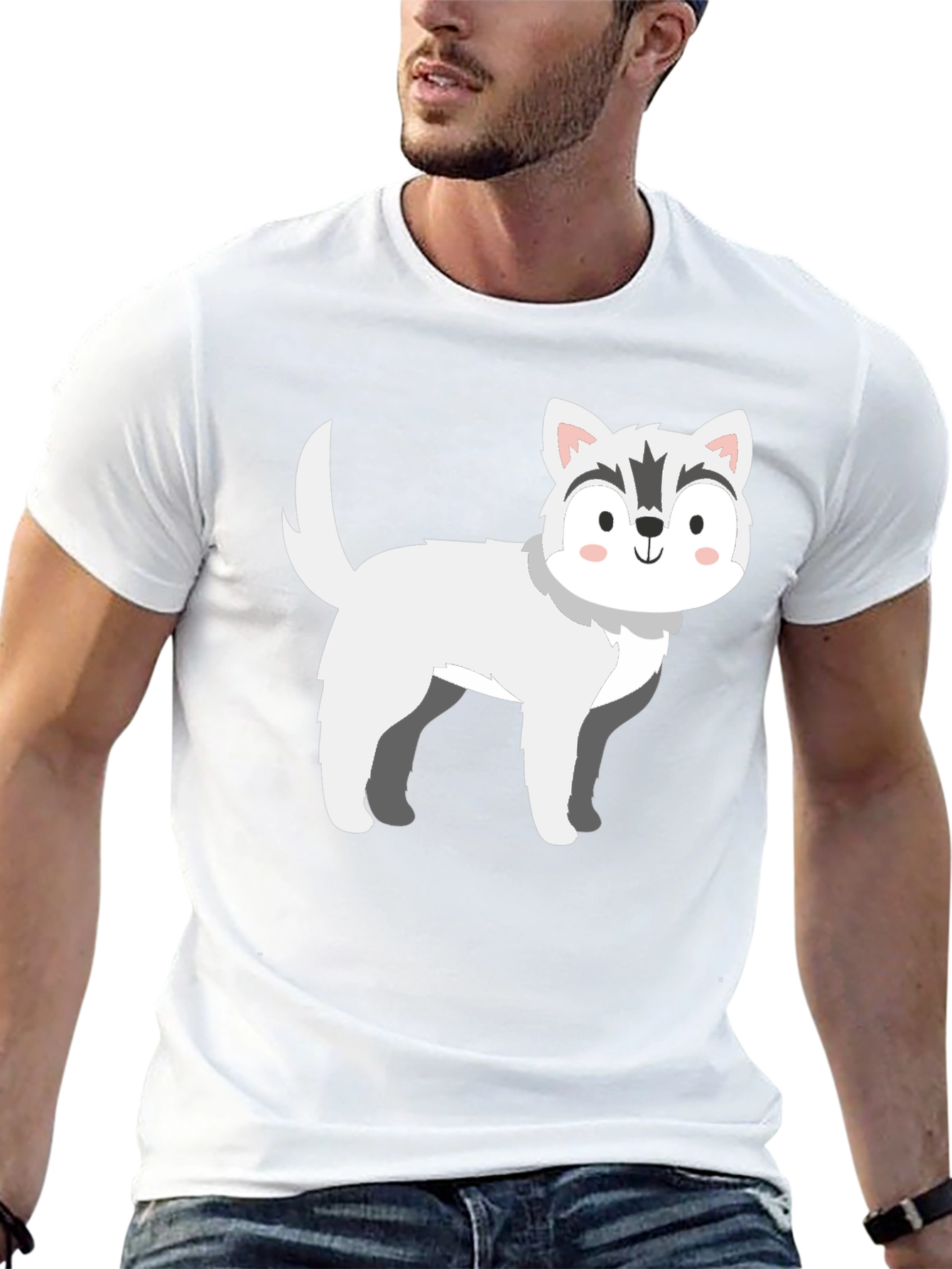 Husky Dog Graphic Black T-Shirt
