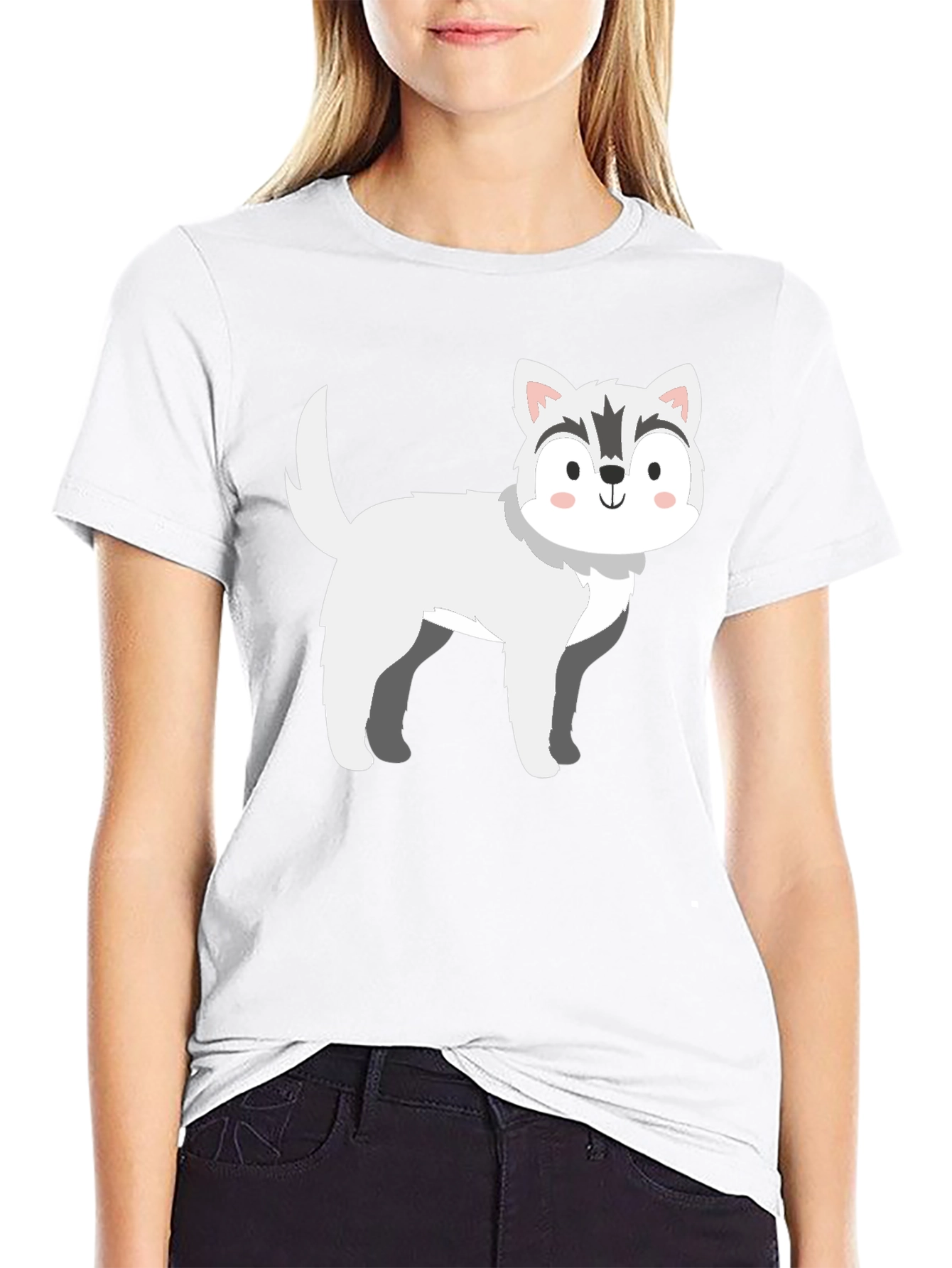 Husky Dog Graphic Black T-Shirt