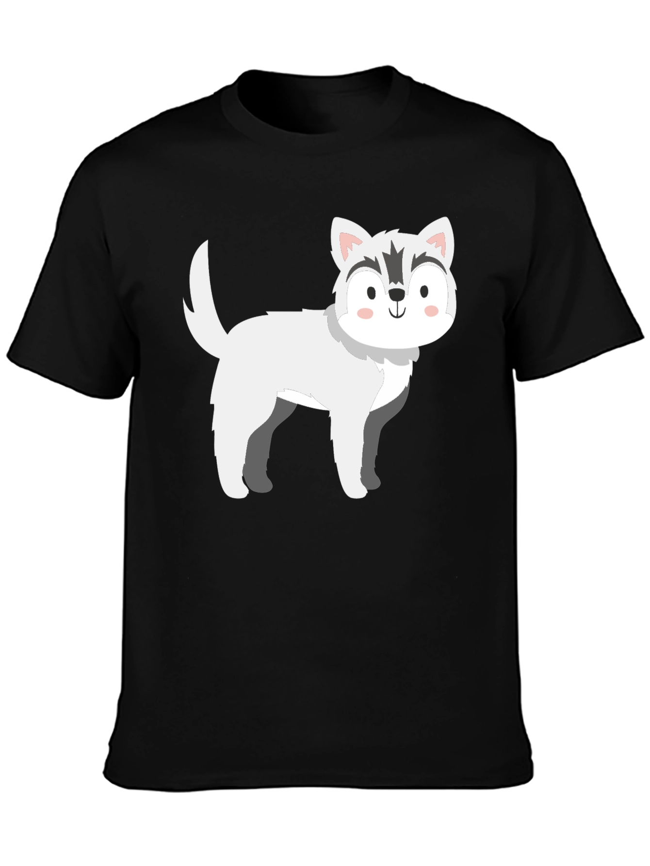 Husky Dog Graphic Black T-Shirt