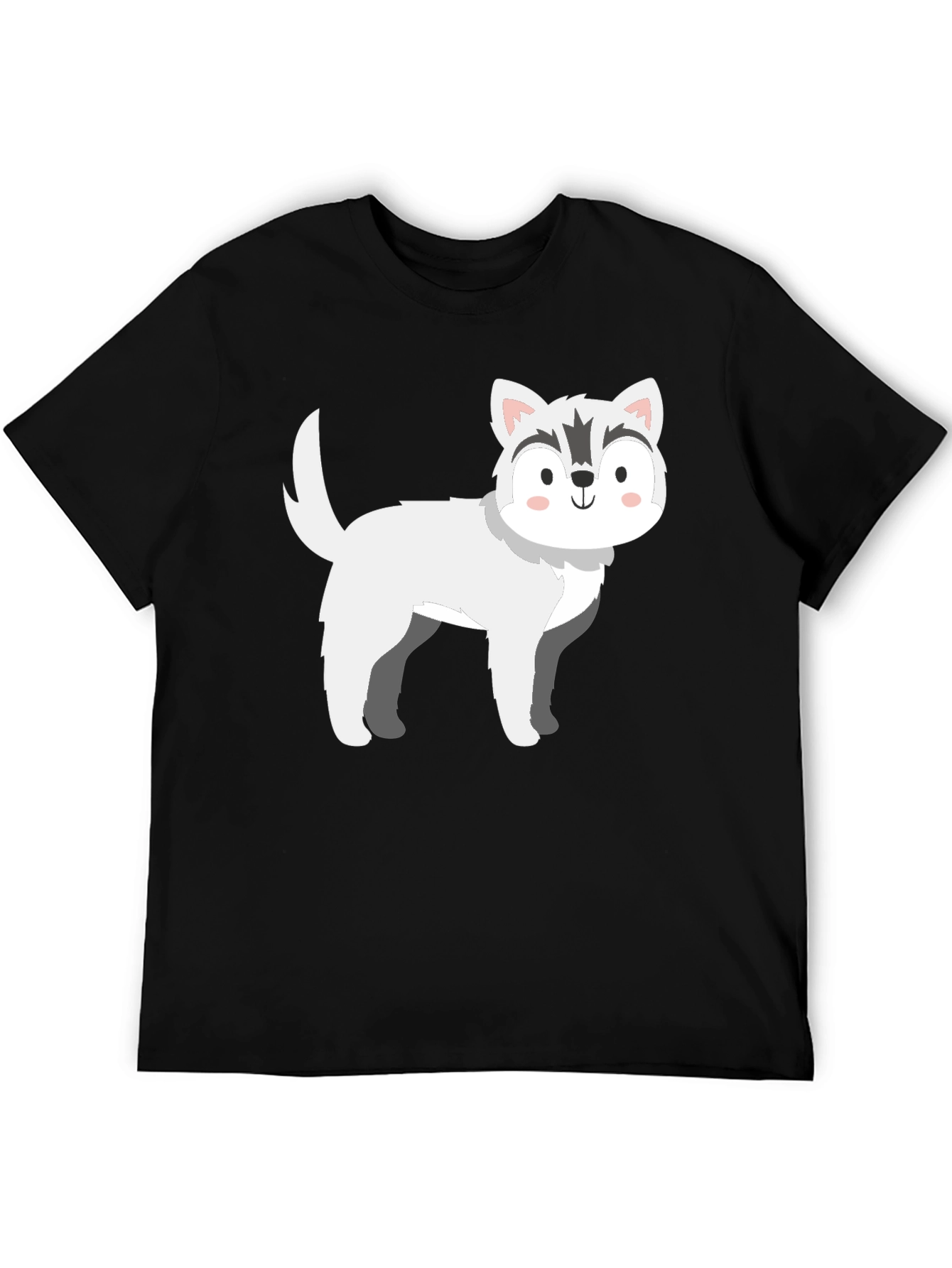 Husky Dog Graphic Black T-Shirt