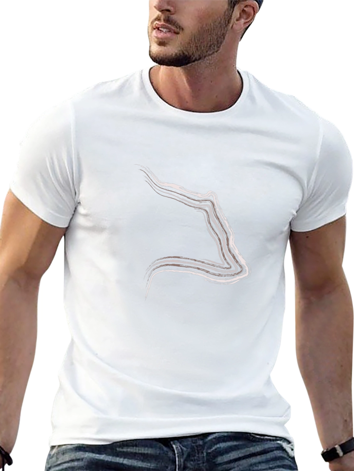 Abstract Line Art Black T-Shirt
