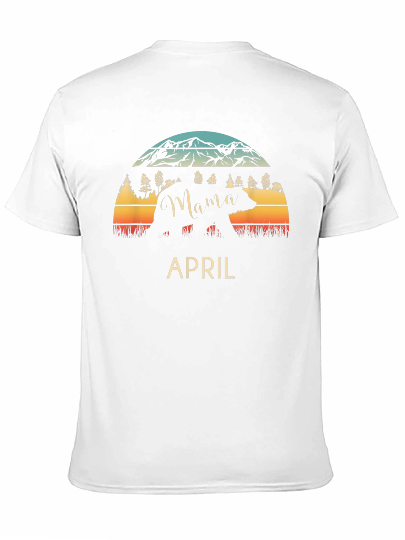 Mama Bear April T-Shirt - Mountain Sunset Design