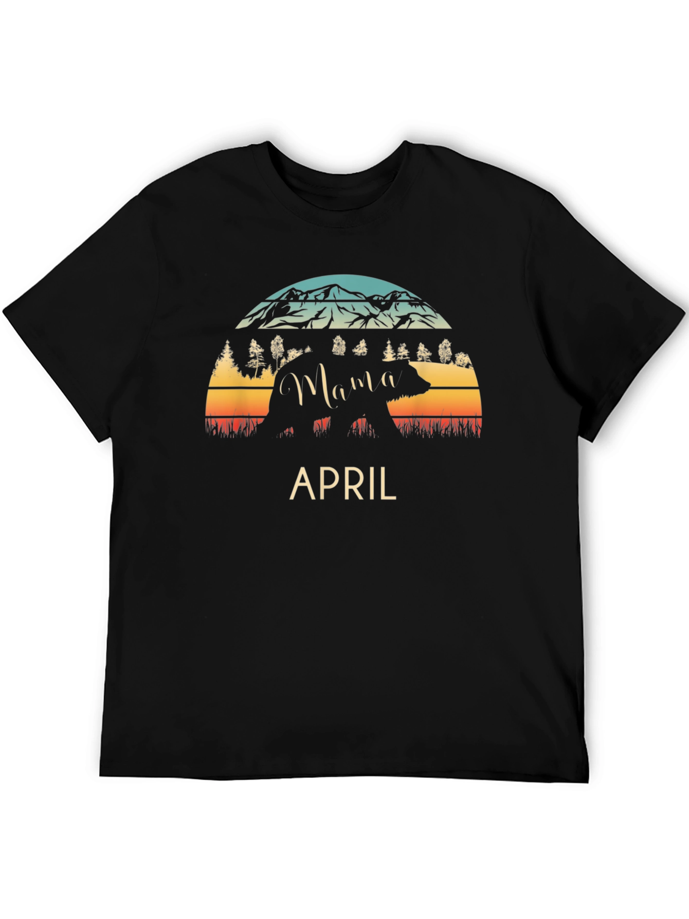 Mama Bear April T-Shirt - Mountain Sunset Design