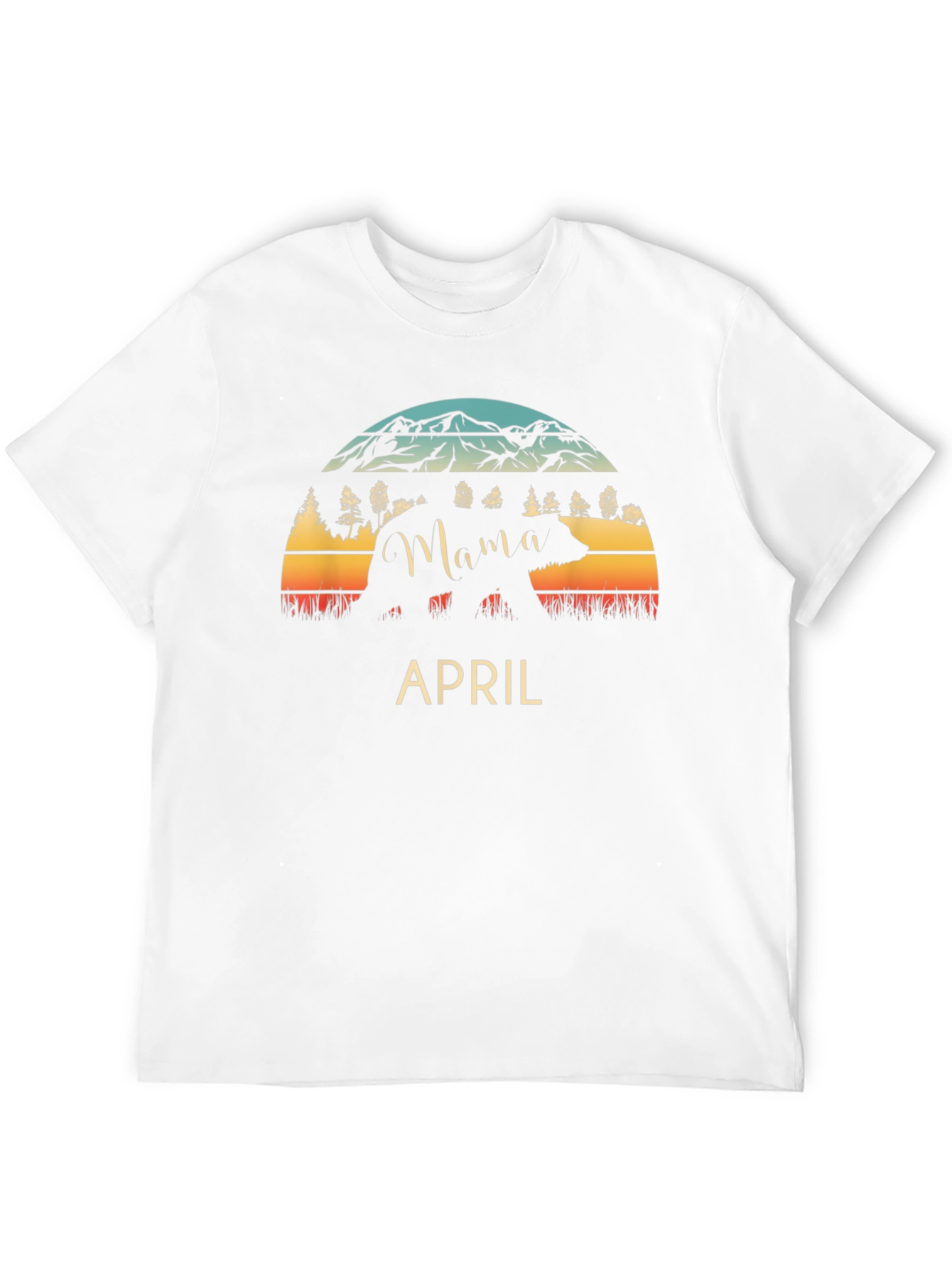 Mama Bear April T-Shirt - Mountain Sunset Design