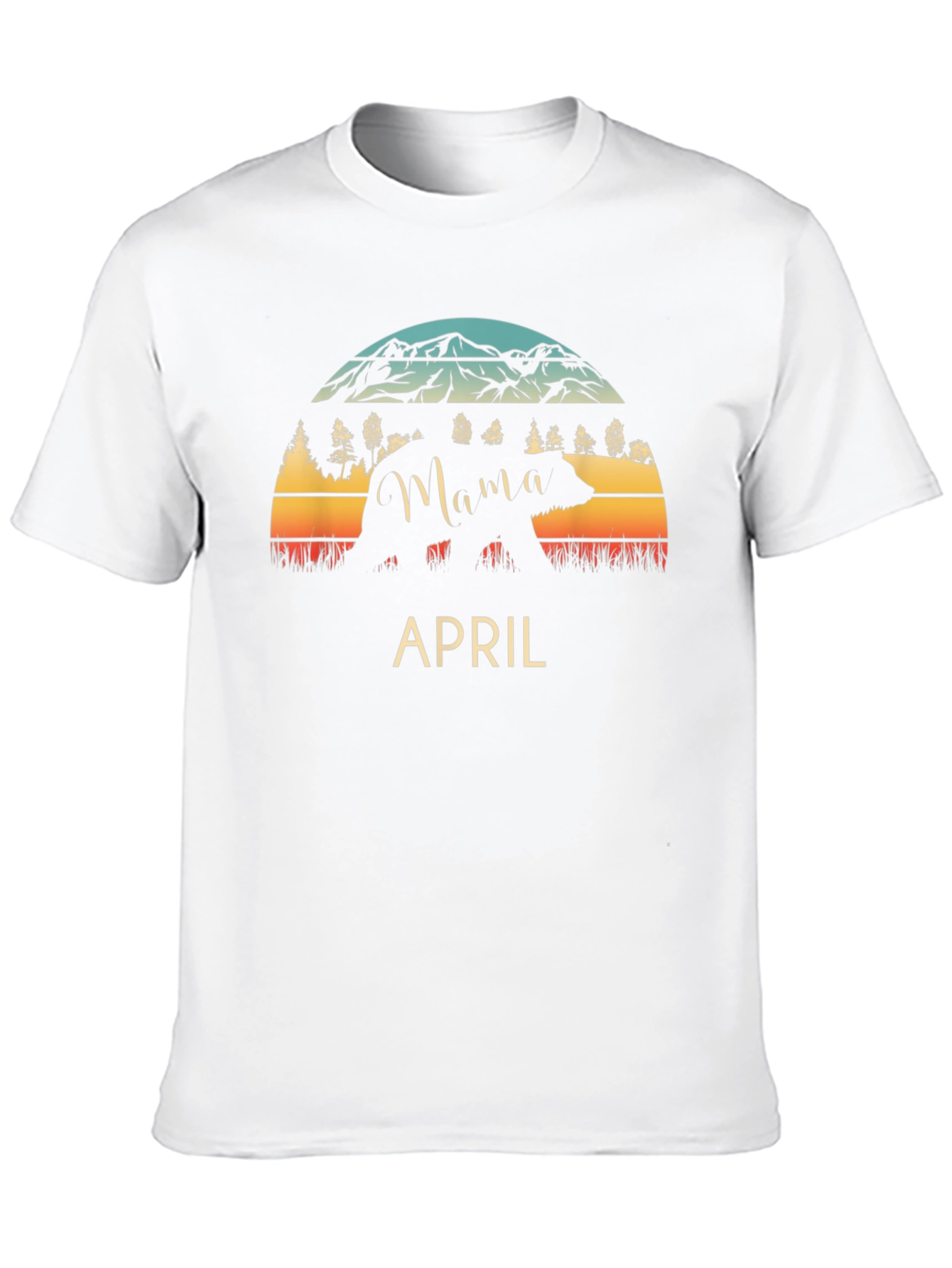 Mama Bear April T-Shirt - Mountain Sunset Design