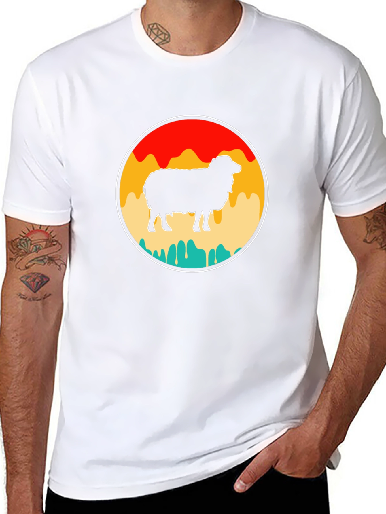 Retro Sheep T-Shirt - Black Cotton Tee