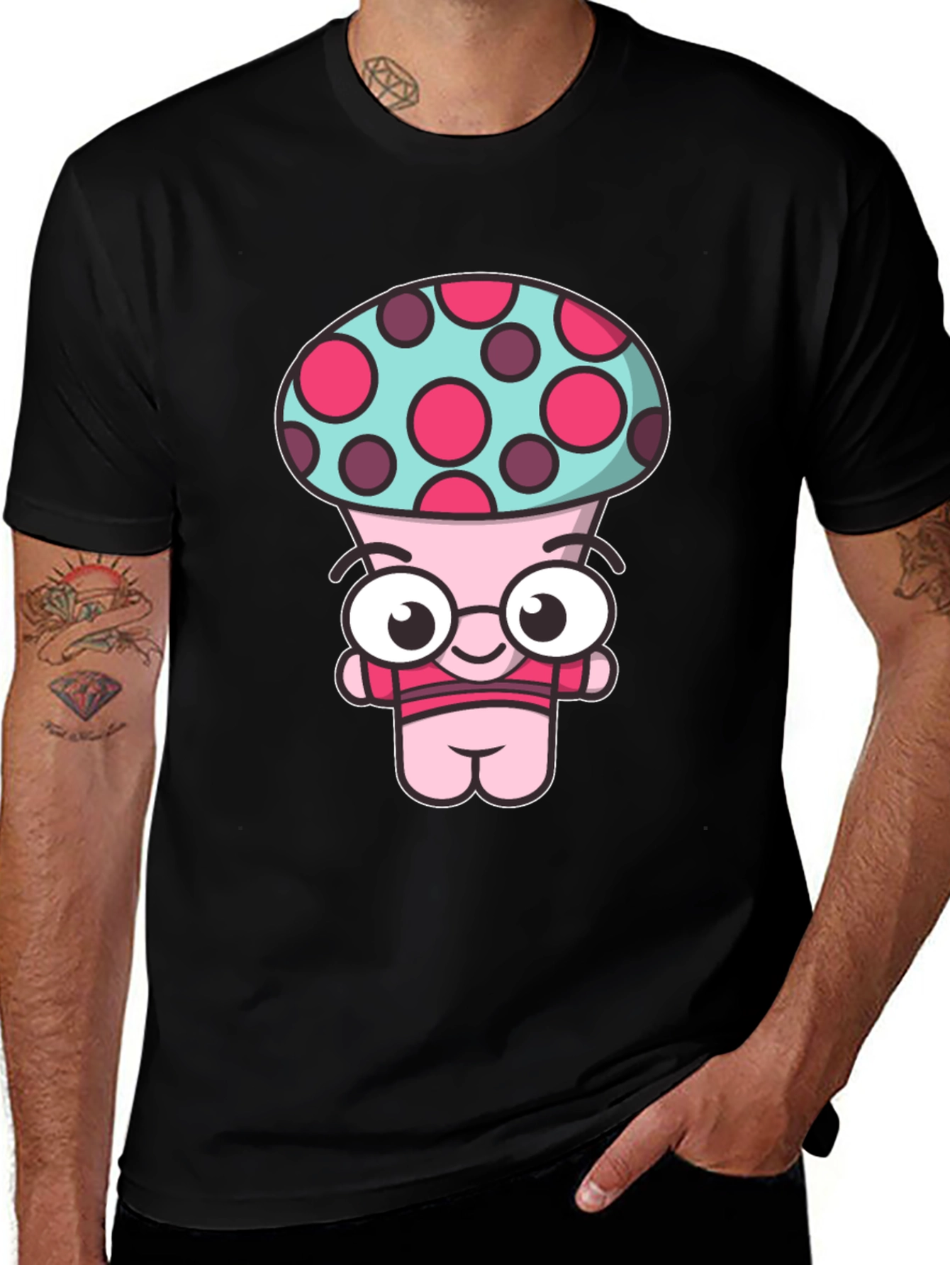 Mushroom Character Graphic Tee - Quirky Design Soft Cotton