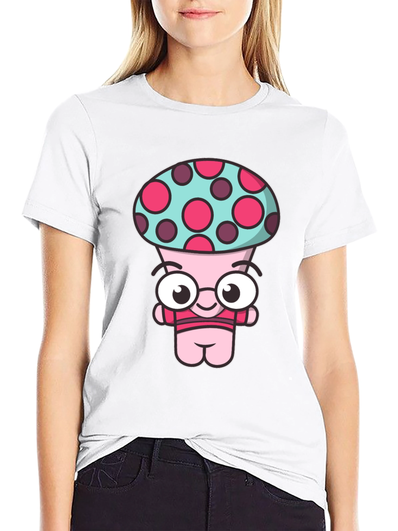 Mushroom Character Graphic Tee - Quirky Design Soft Cotton