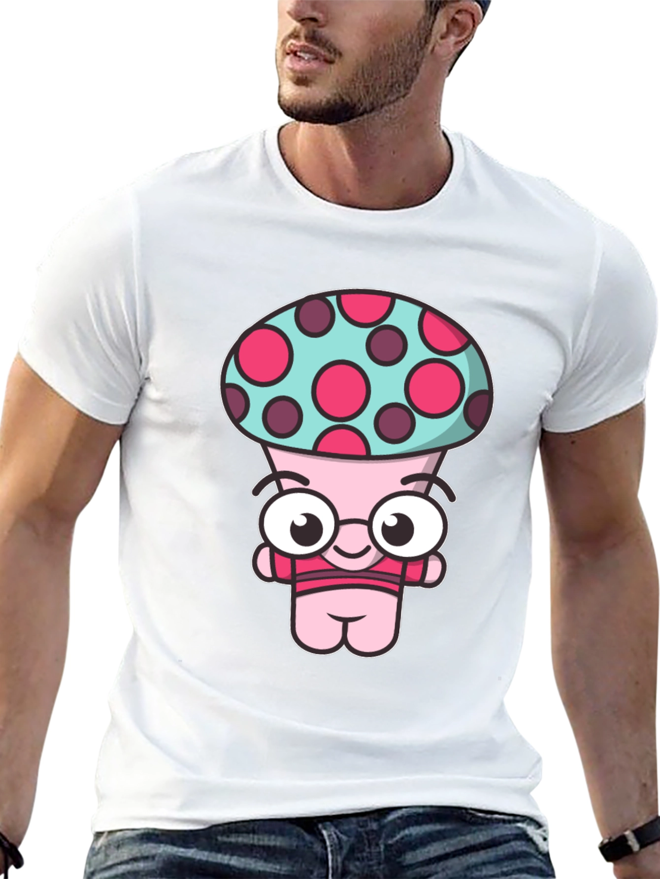 Mushroom Character Graphic Tee - Quirky Design Soft Cotton