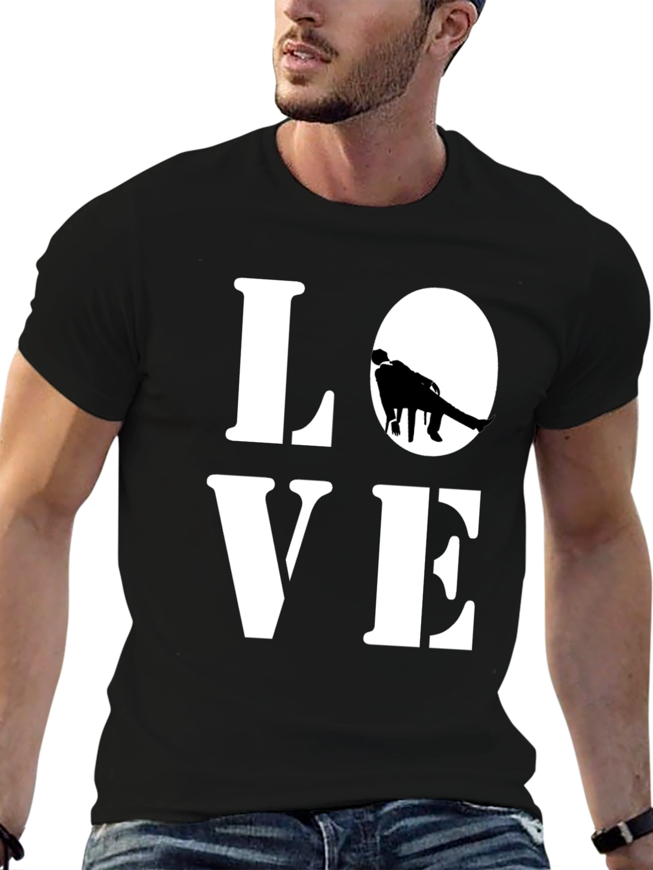 Love Graphic Print Black Casual T-Shirt