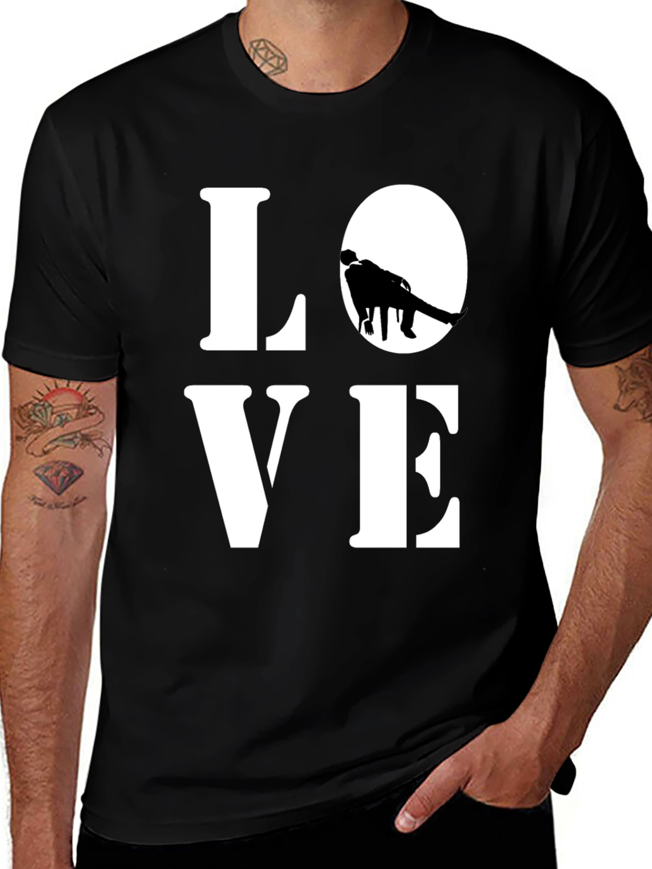 Love Graphic Print Black Casual T-Shirt