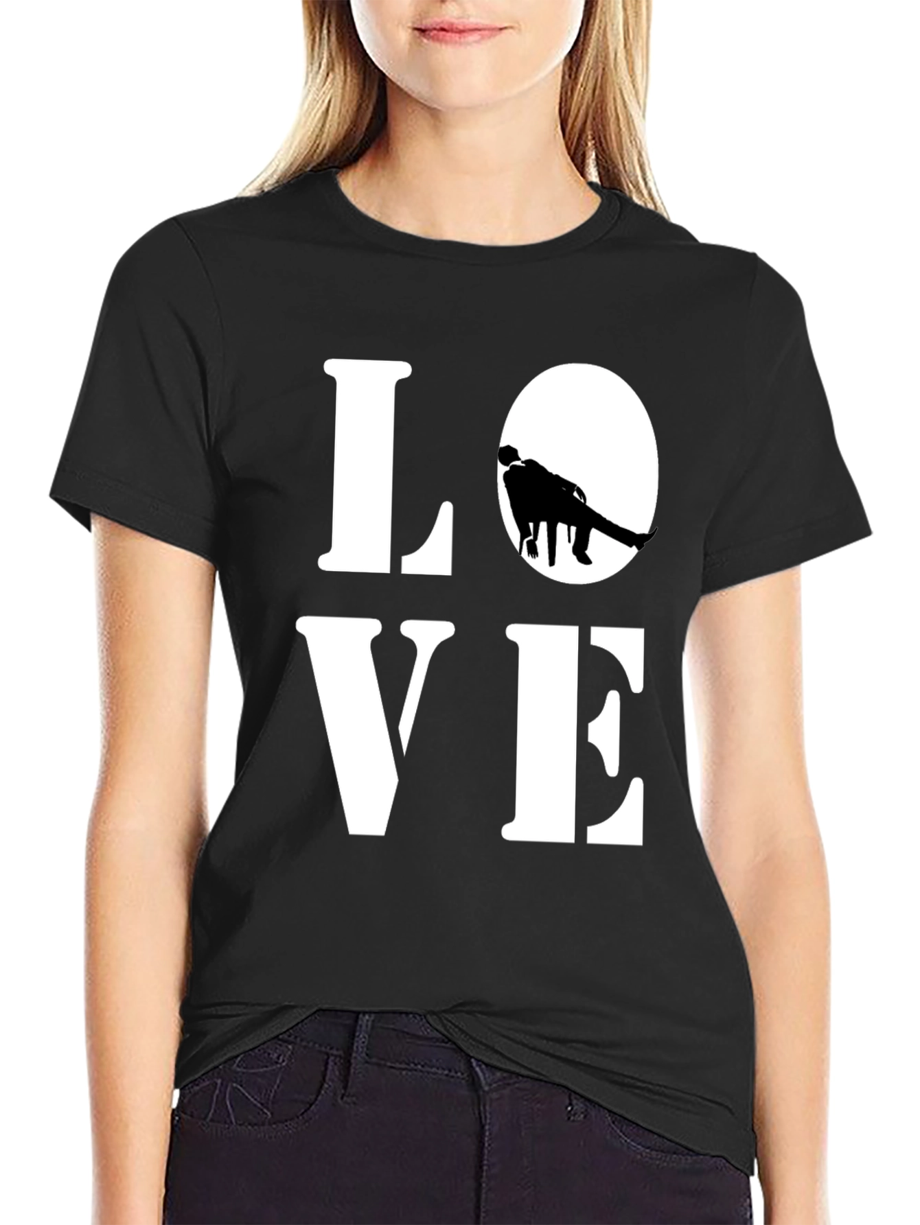 Love Graphic Print Black Casual T-Shirt