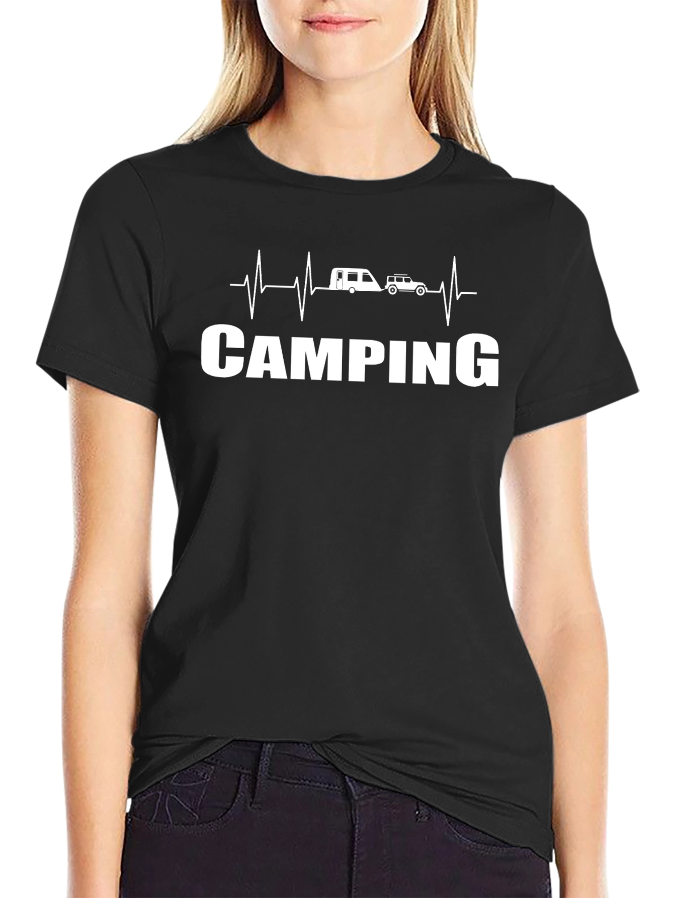 Camping Heartbeat Graphic T-Shirt