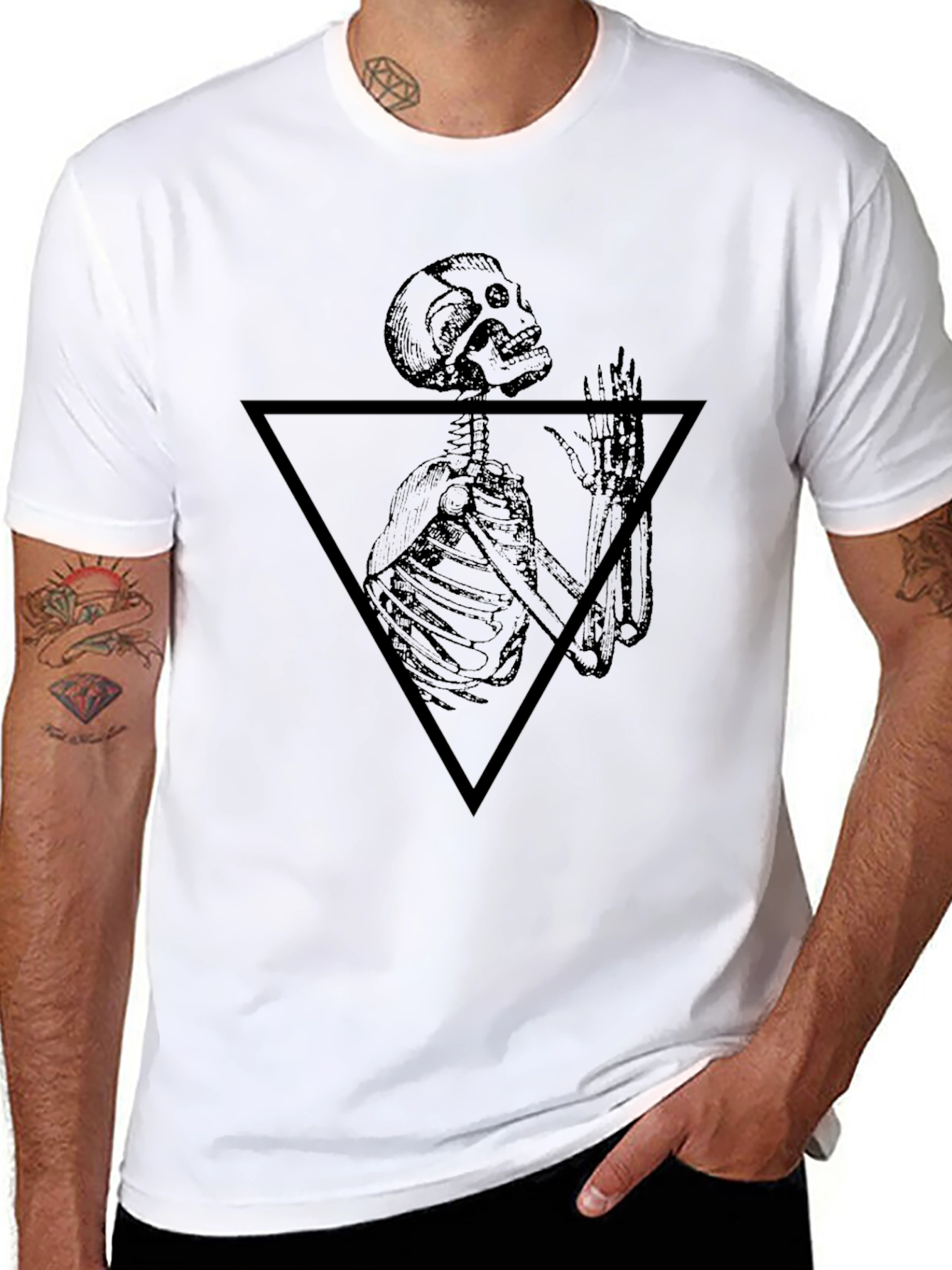 Skeleton Triangle Graphic Tee - Mens Black T-Shirt