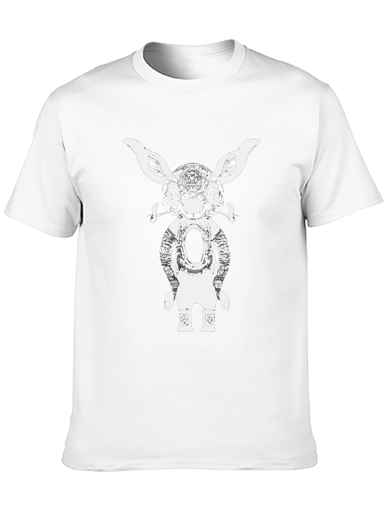 Graphic Tee: Abstract Bunny Robot Black T-Shirt