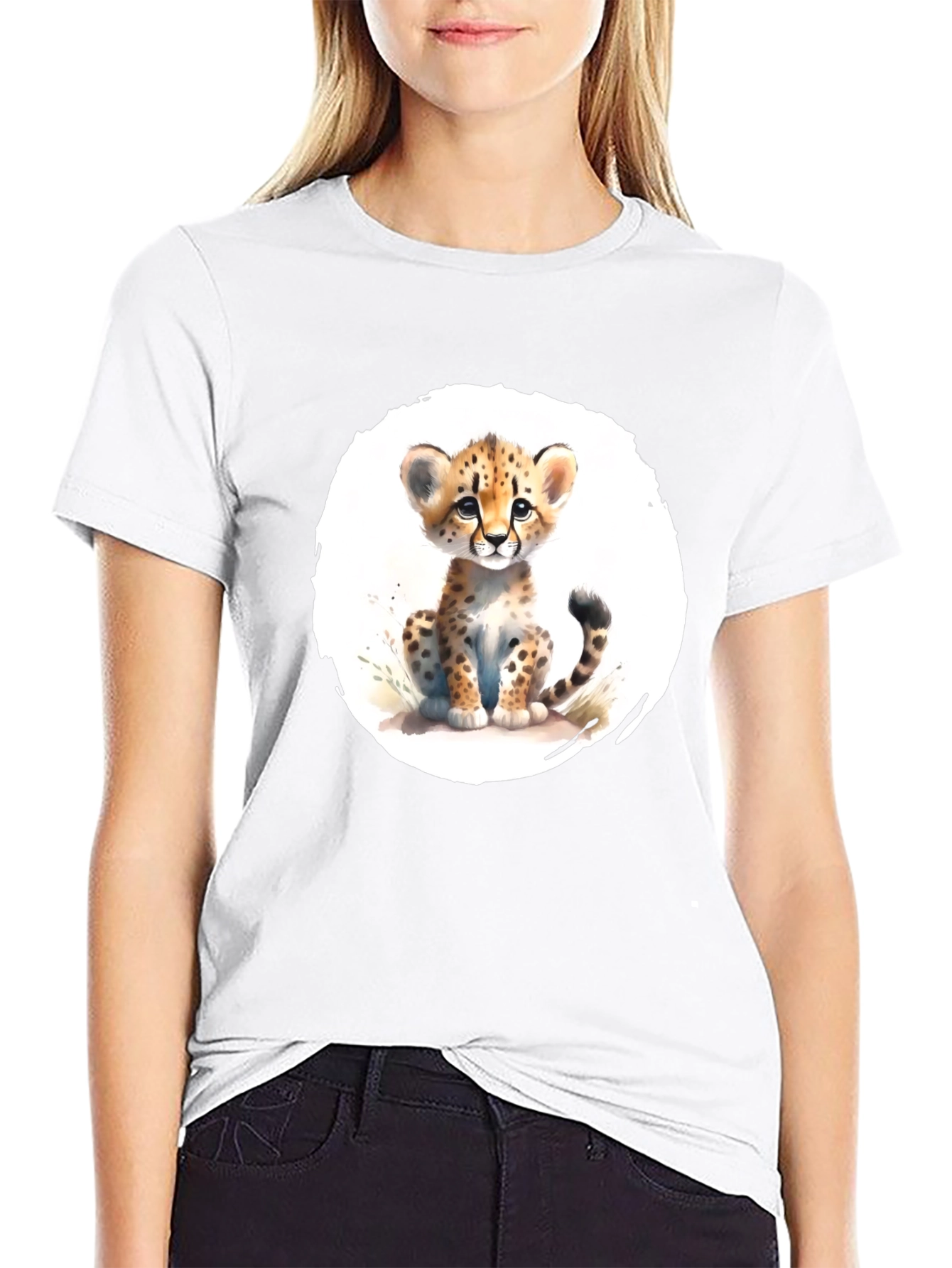 Cute Cheetah Cub T-Shirt - Soft Black Tee