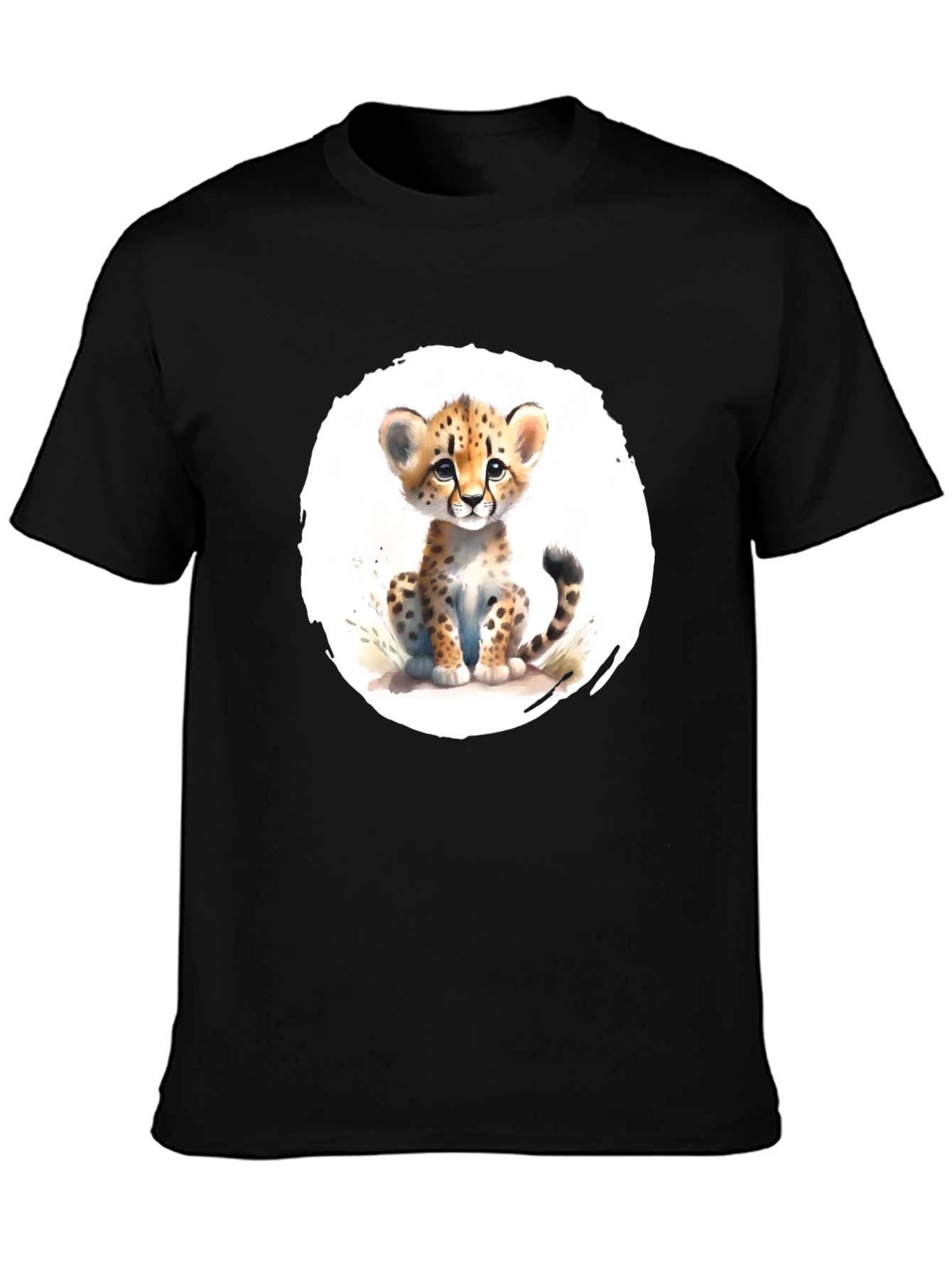 Cute Cheetah Cub T-Shirt - Soft Black Tee