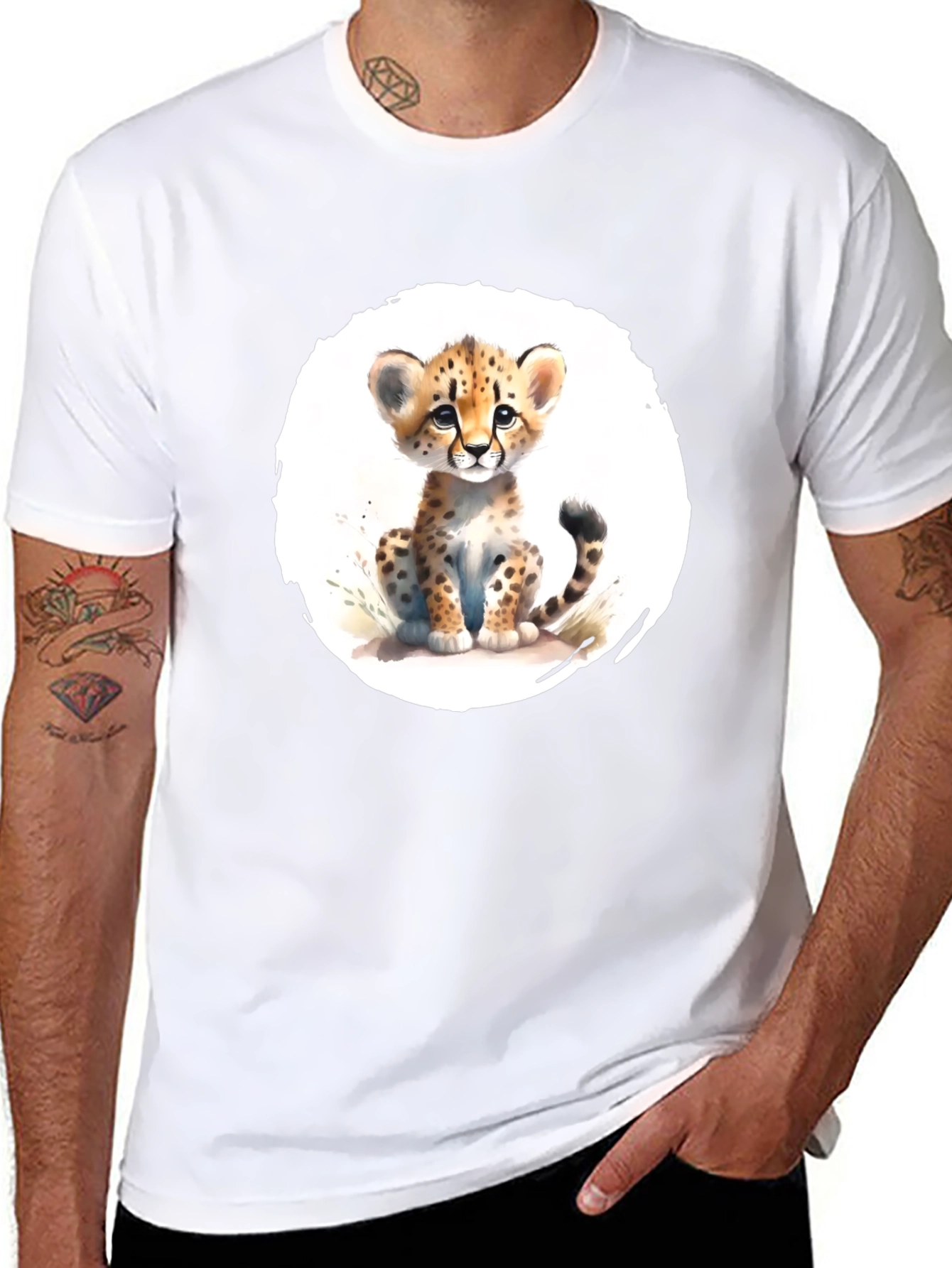 Cute Cheetah Cub T-Shirt - Soft Black Tee