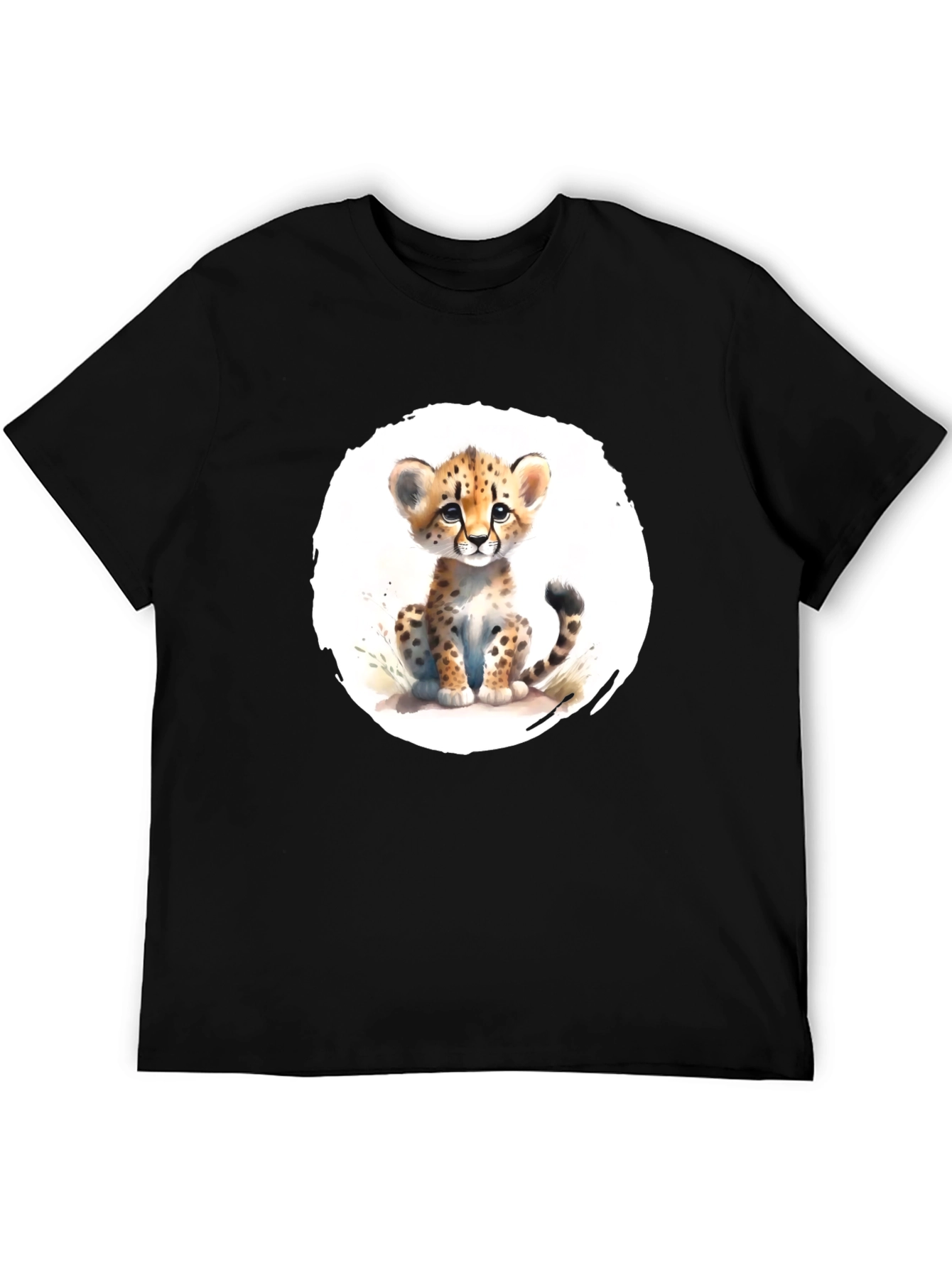 Cute Cheetah Cub T-Shirt - Soft Black Tee