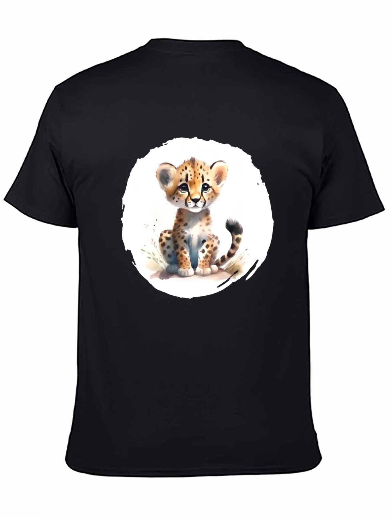 Cute Cheetah Cub T-Shirt - Soft Black Tee