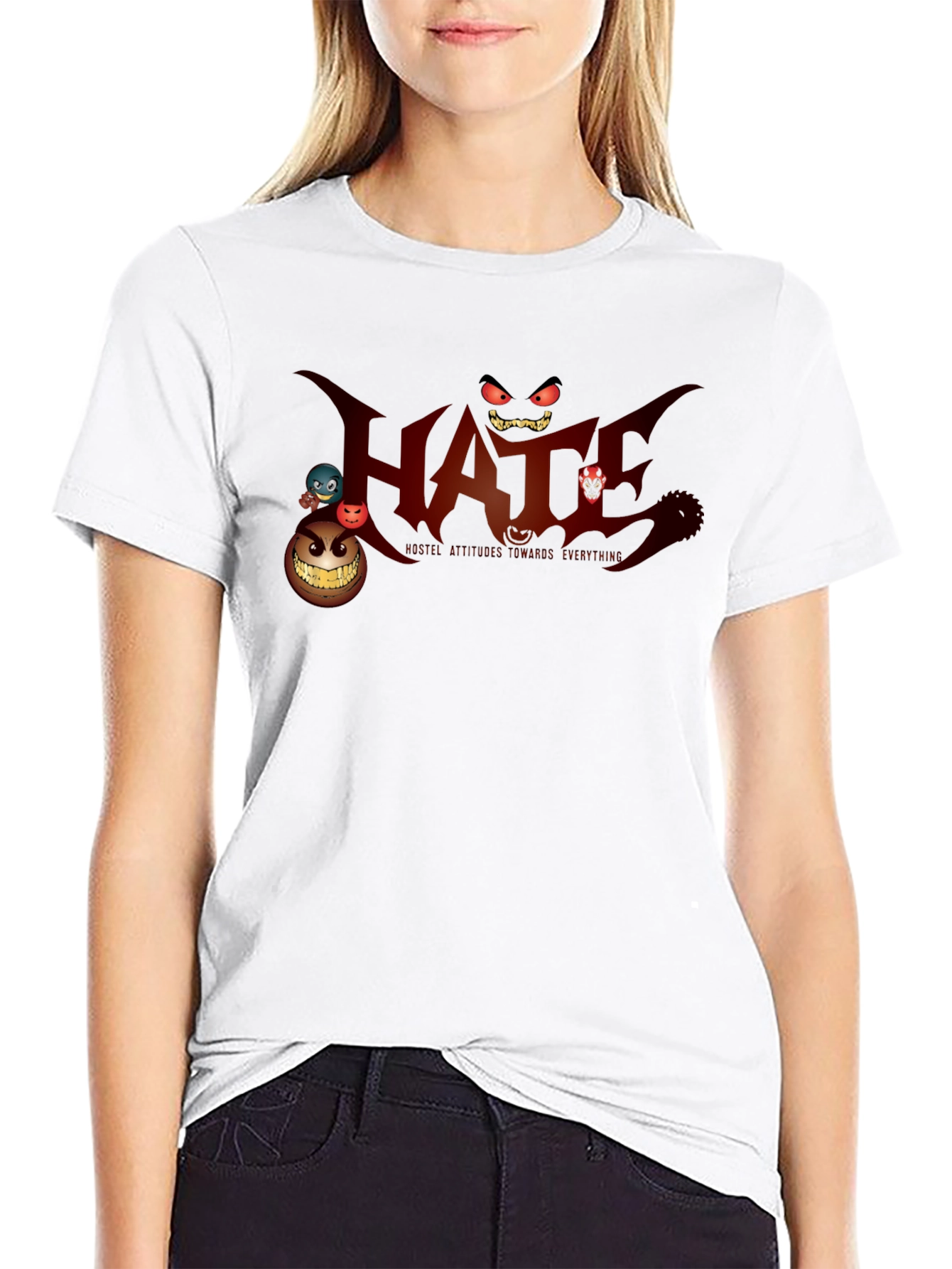 Mens Black Graphic T-Shirt - Hate Design