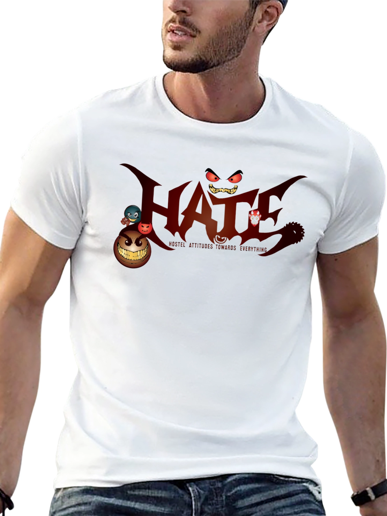 Mens Black Graphic T-Shirt - Hate Design